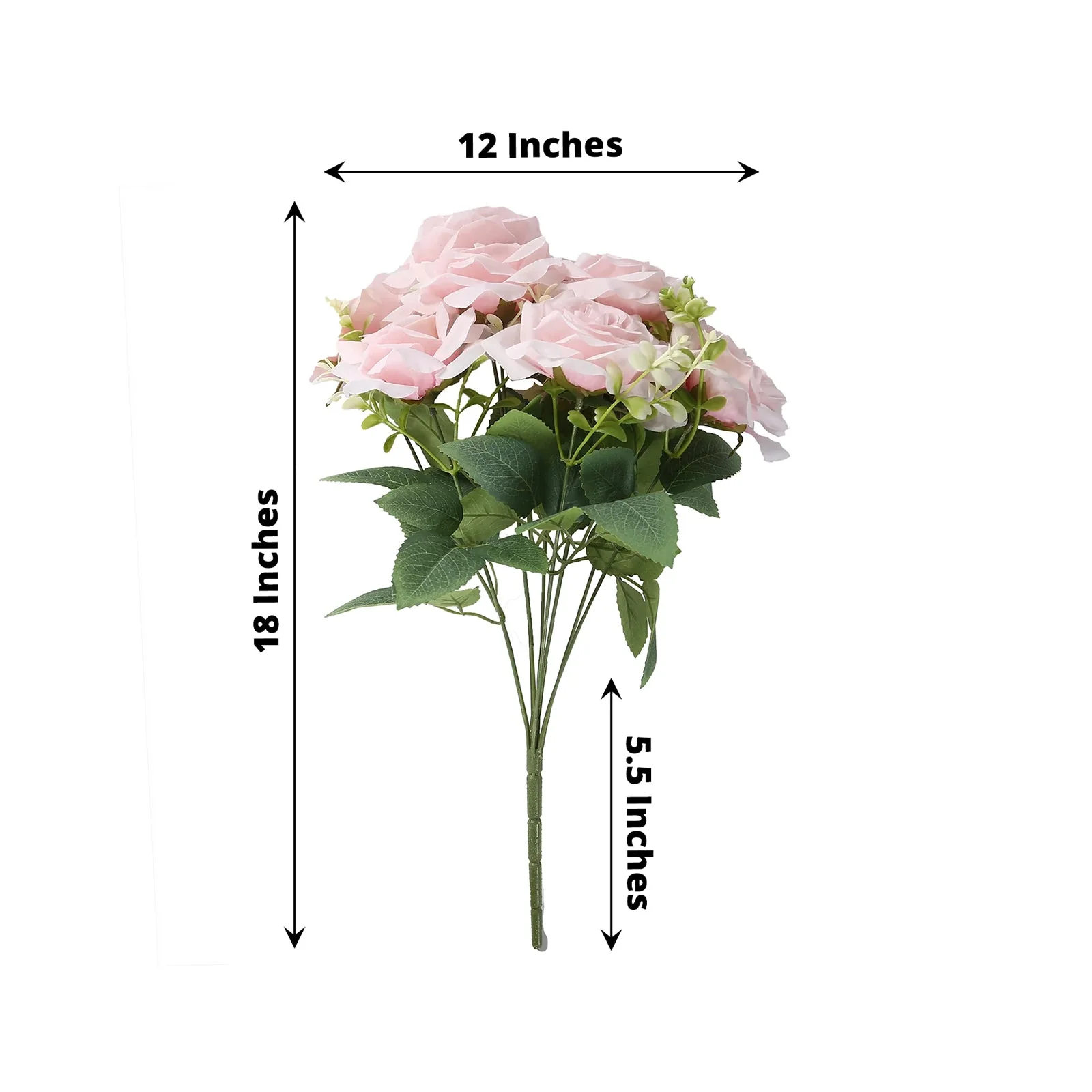 2 Bushes Artificial Silk Rose Flower Arrangements, Light Blush Real Touch Long Stem Flower Bouquet 18" - Image 3