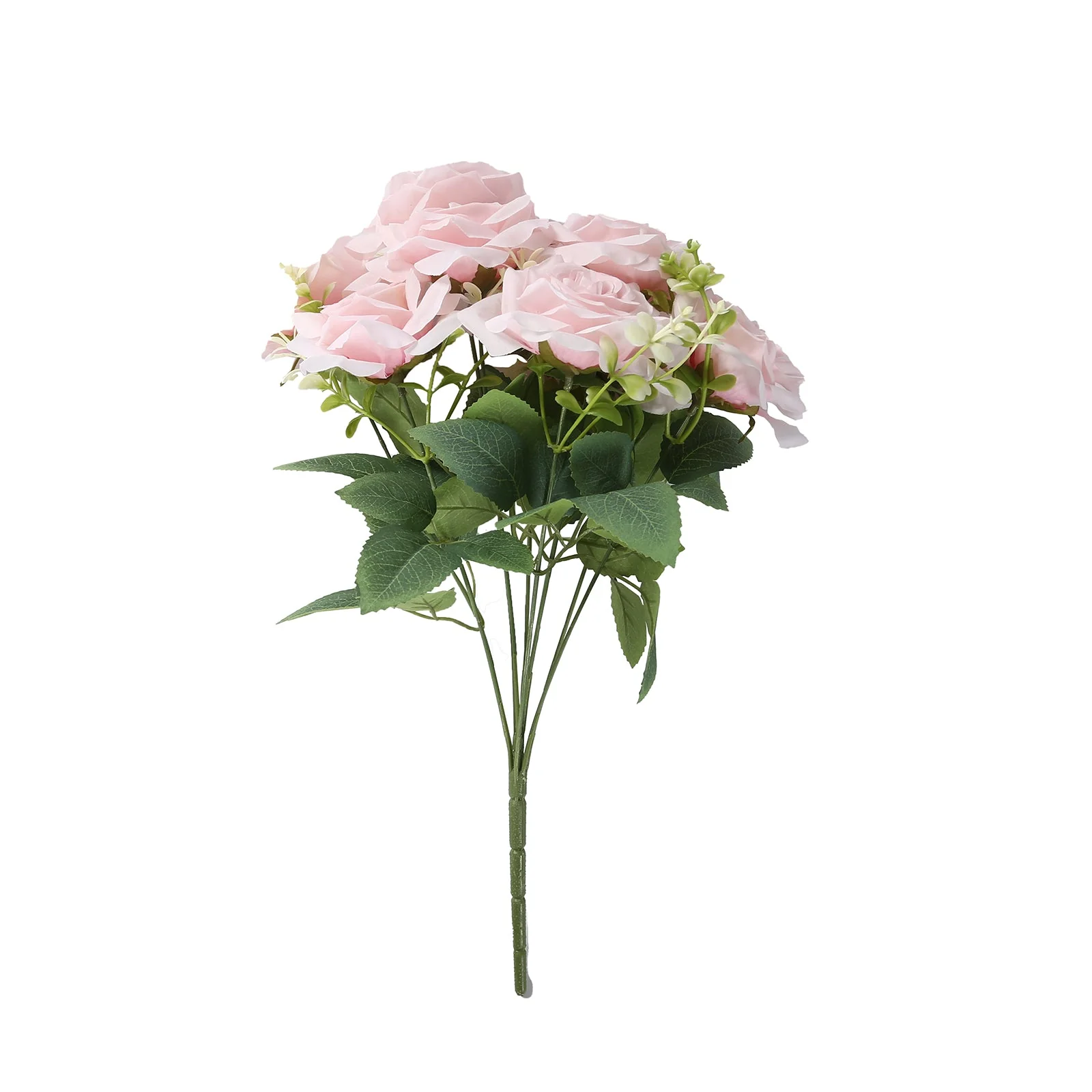 2 Bushes Artificial Silk Rose Flower Arrangements, Light Blush Real Touch Long Stem Flower Bouquet 18" - Image 6