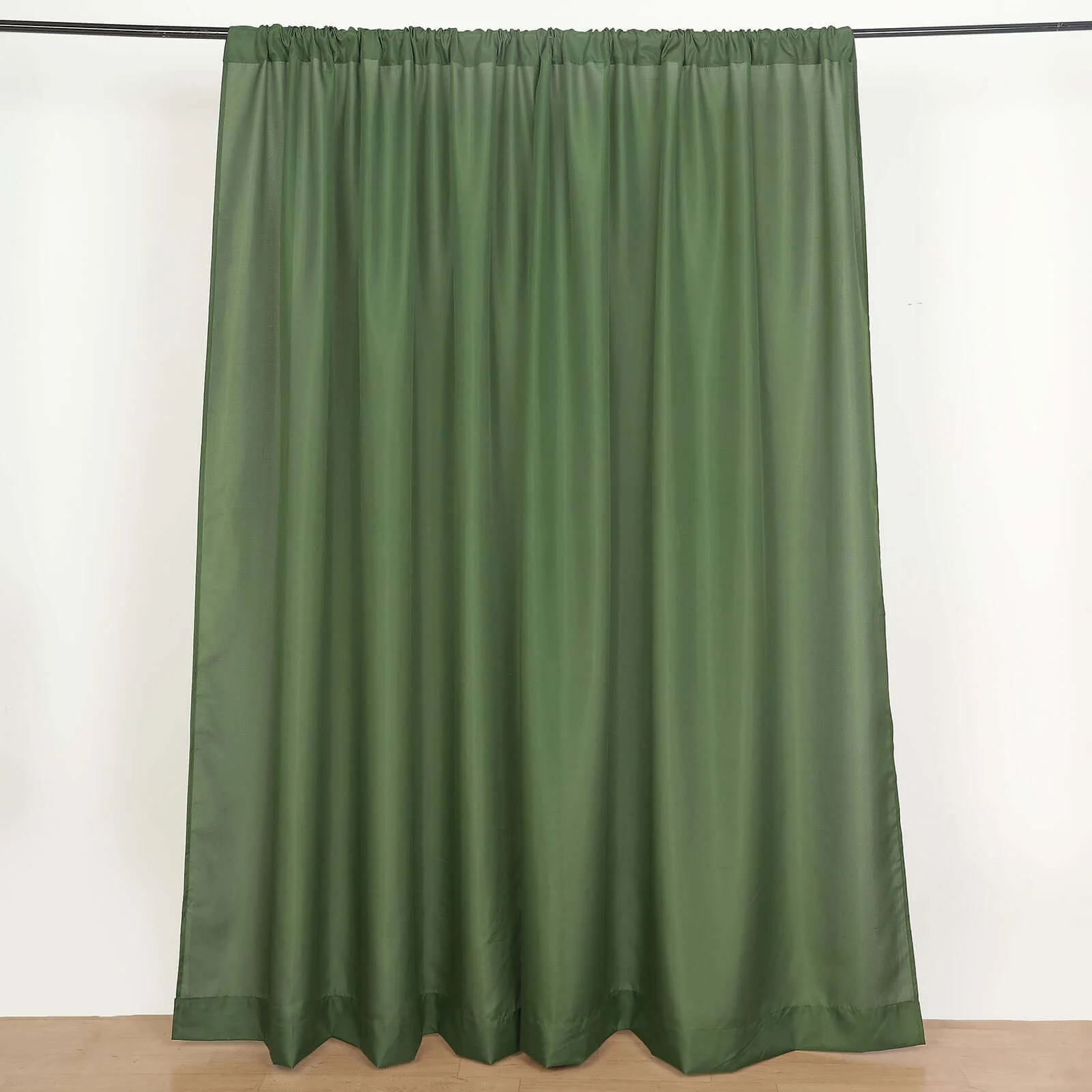 2 Pack 5ftx8ft Olive Green Polyester Backdrop Drape Curtains With Rod Pockets, Event Divider Panels 130GSM - Image 2