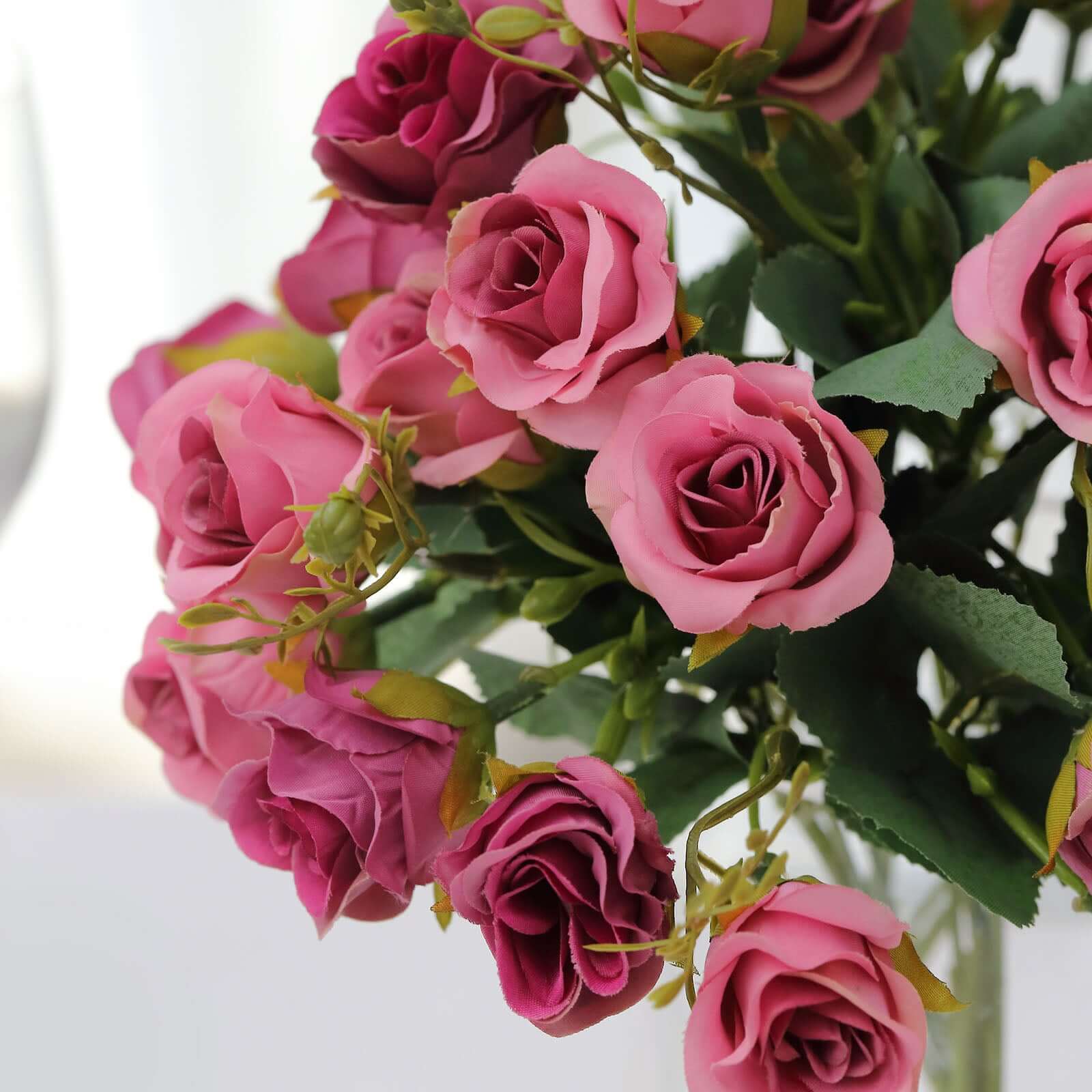2 Pack Dusty Rose Artificial Open Rose Flower Bouquets, Small Faux Floral Arrangements 12" - Image 2