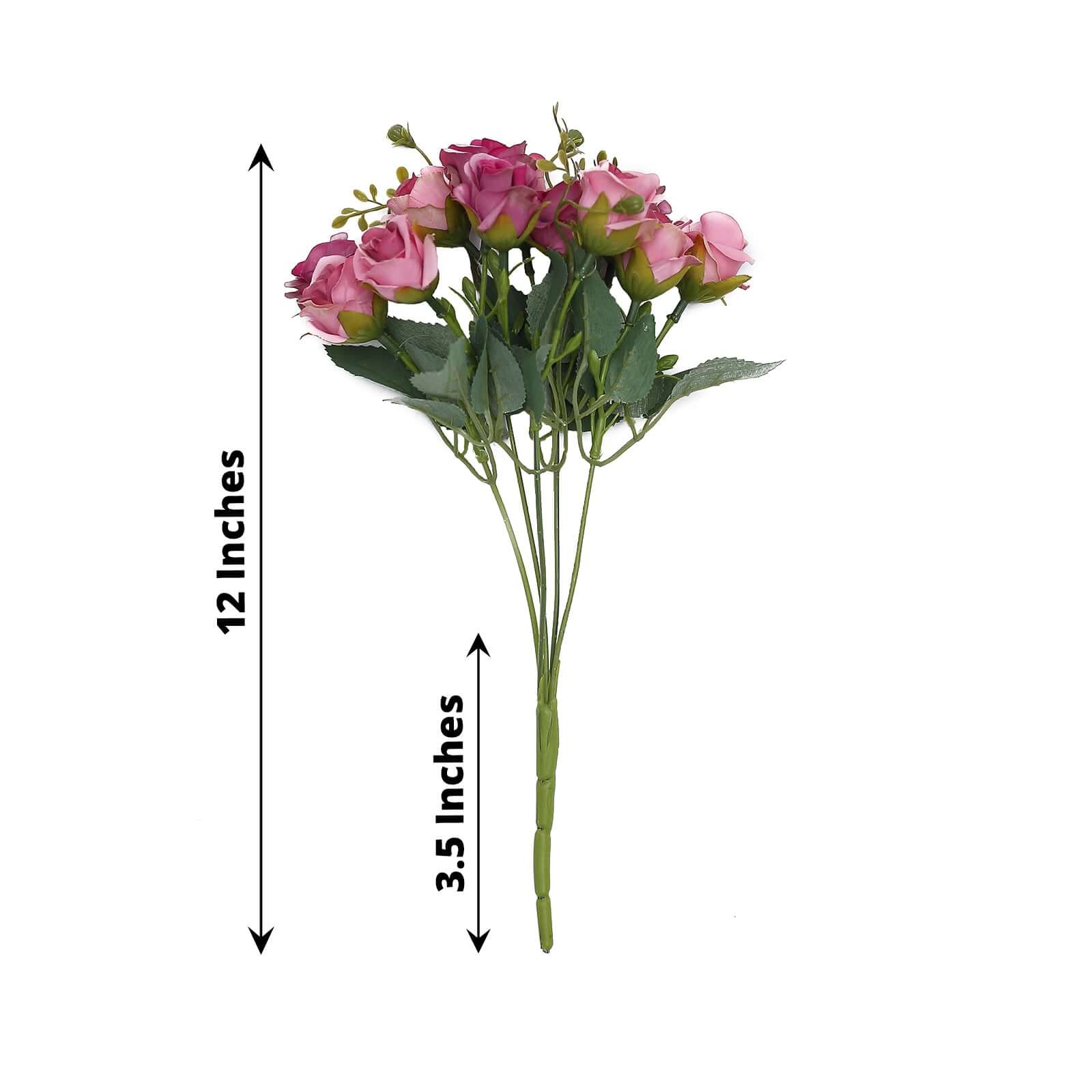 2 Pack Dusty Rose Artificial Open Rose Flower Bouquets, Small Faux Floral Arrangements 12" - Image 3