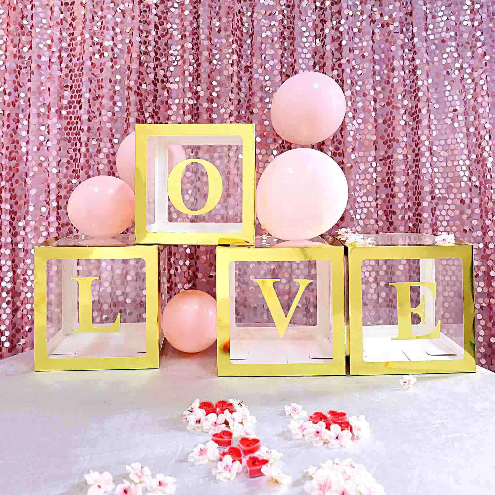 2 Pack Metallic Gold Transparent DIY Balloon Boxes, Baby Shower Party Decoration Boxes 12" - Image 6