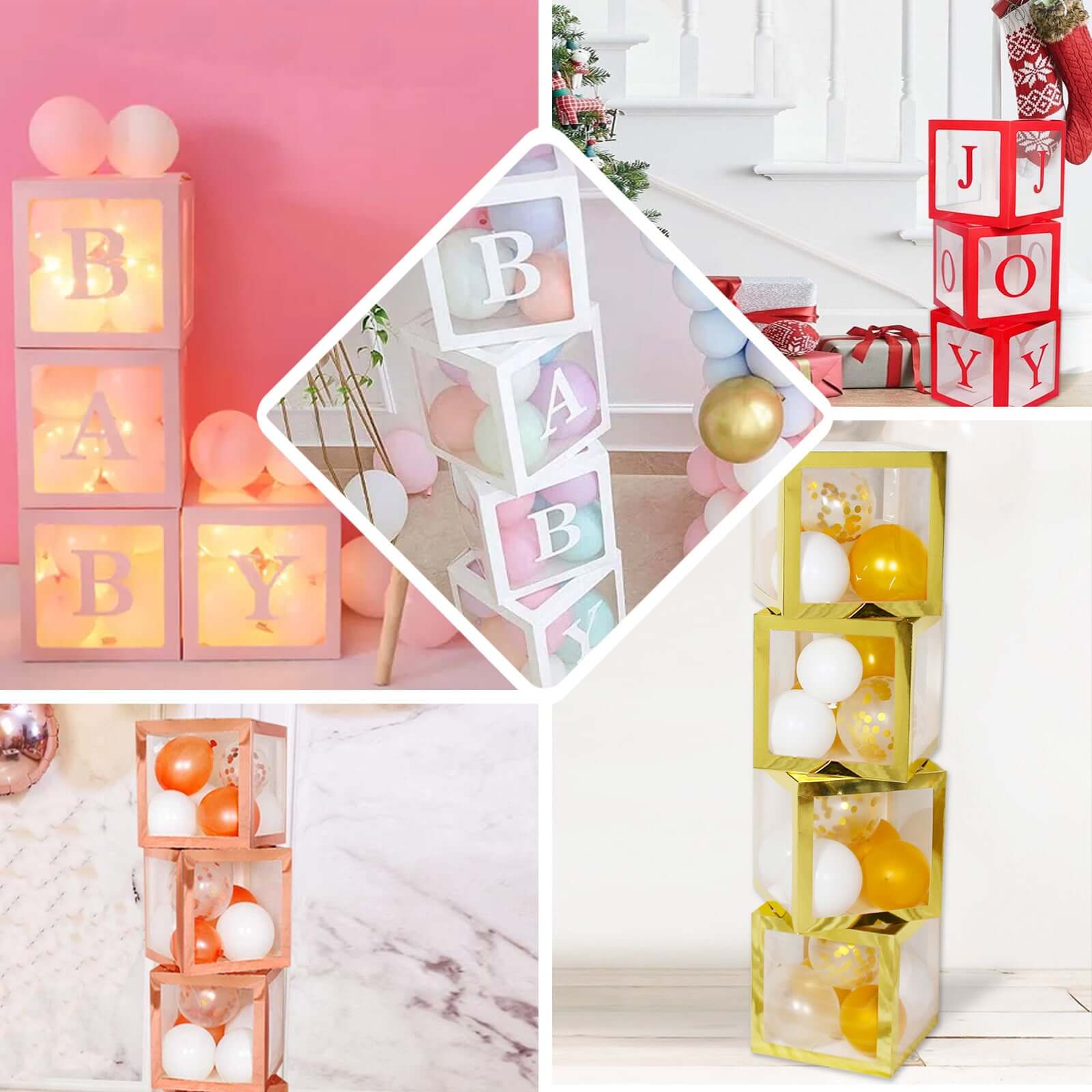 2 Pack White Transparent DIY Balloon Boxes, Baby Shower Party Decoration Boxes 12" - Image 4