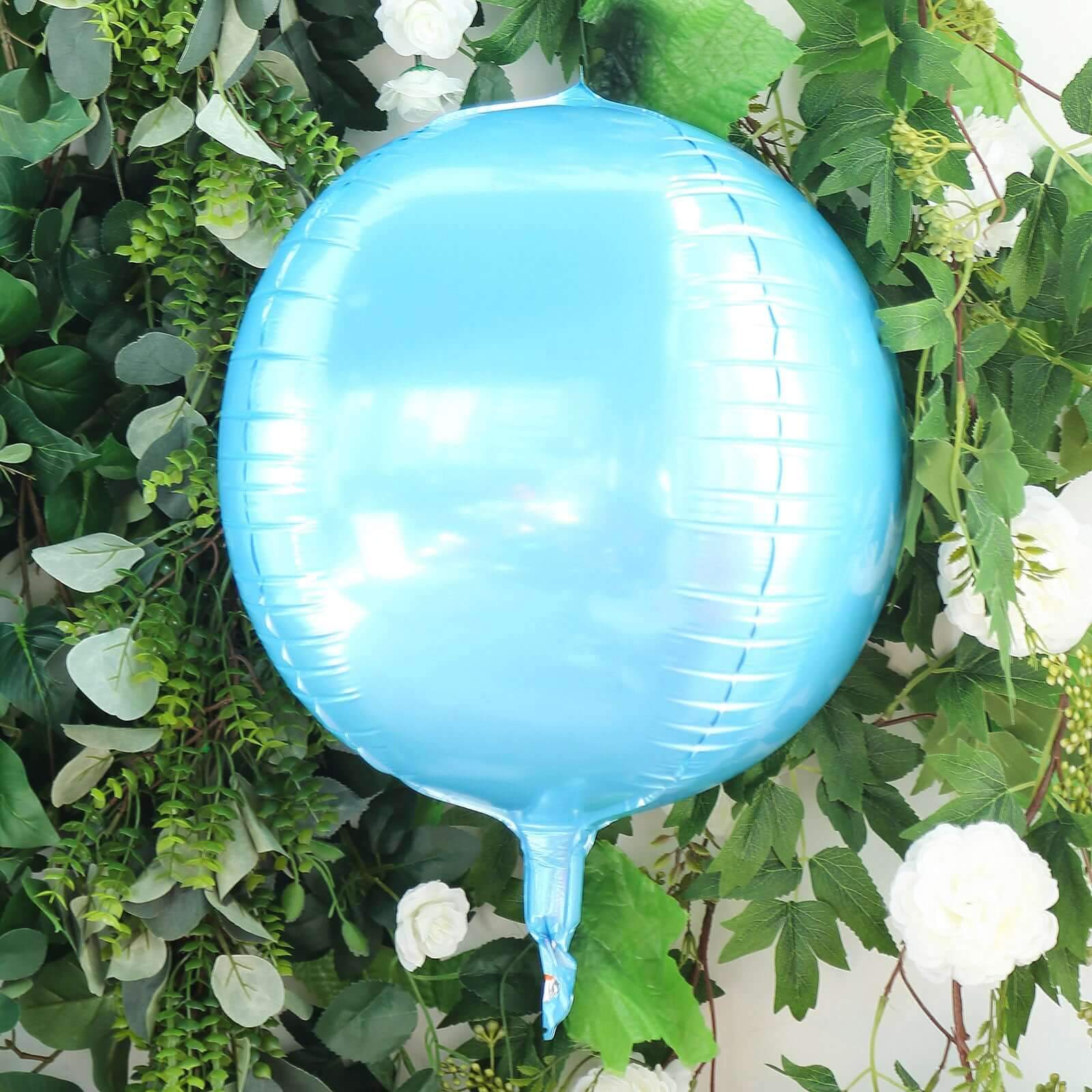 2 Pack Metallic Blue Sphere Mylar Foil Helium or Air Balloons 14" 4D - Image 2