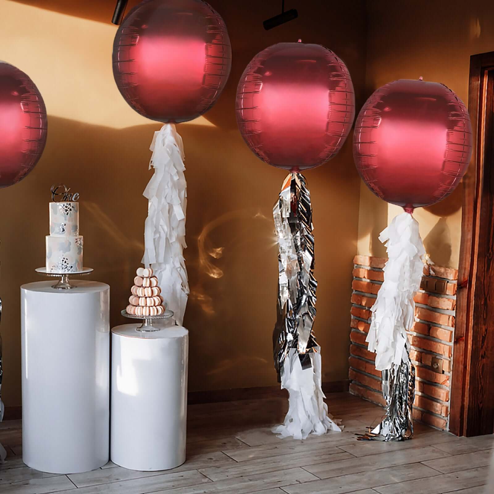 2 Pack Burgundy Sphere Mylar Foil Helium or Air Balloons 18" 4D - Image 8