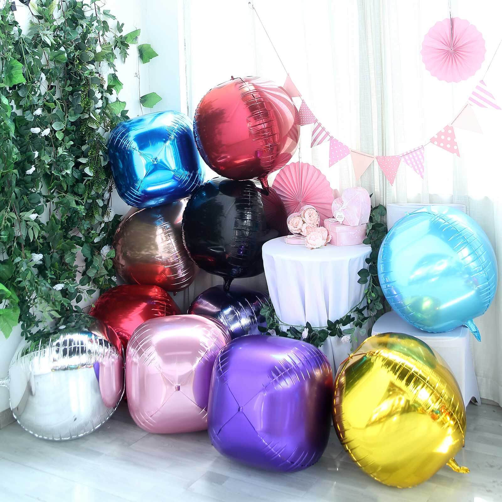2 Pack Burgundy Sphere Mylar Foil Helium or Air Balloons 18" 4D - Image 9