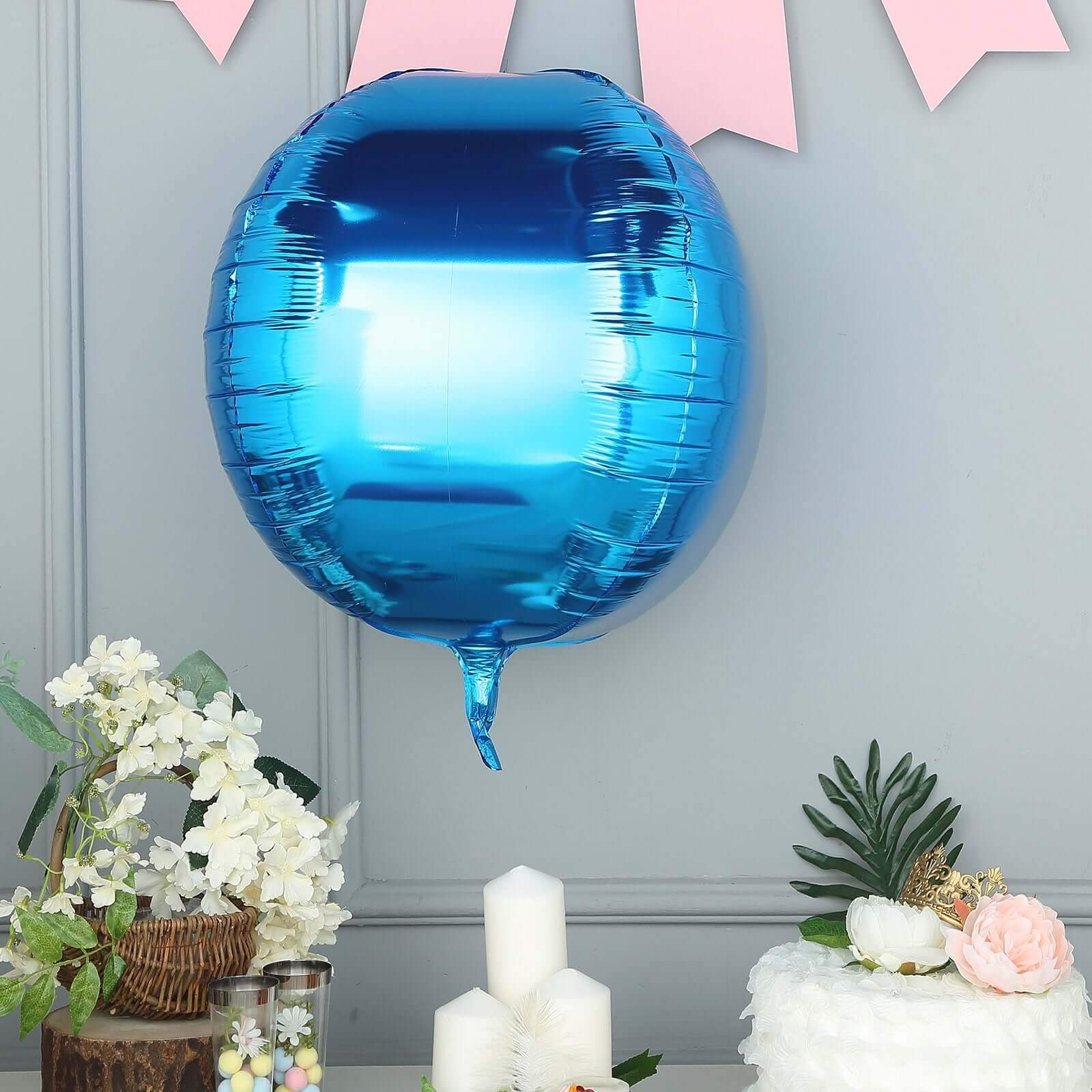2 Pack Royal Blue Sphere Mylar Foil Helium or Air Balloons 18" 4D - Image 2