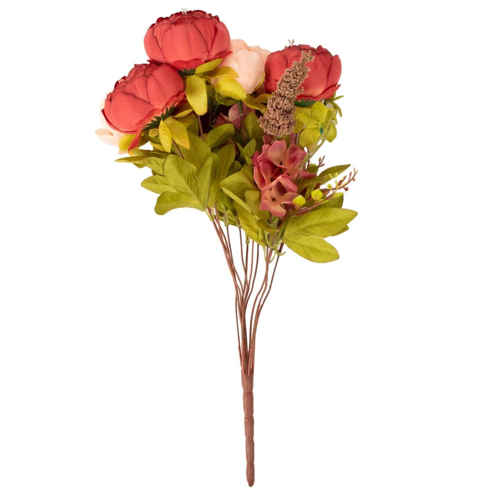 2 Pack Burgundy / Dusty Rose Artificial Peony Flower Wedding Bouquets, Faux Silk Flower Arrangements 19" - Image 7