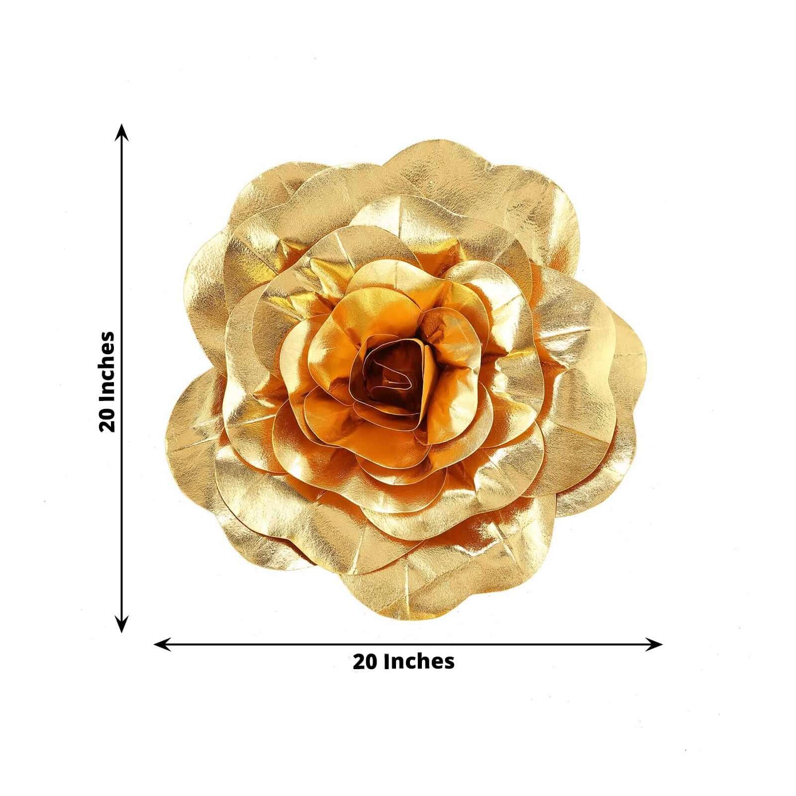 2 Pack Large Metallic Gold Real Touch Artificial Foam DIY Craft Roses 20" - Image 3