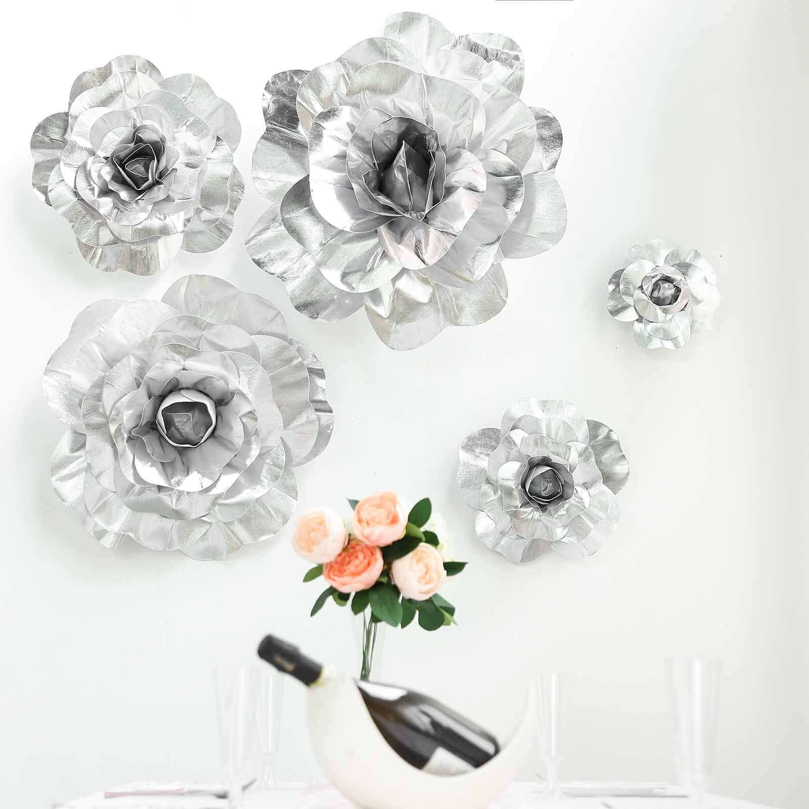 2 Pack Large Silver Real Touch Artificial Foam DIY Craft Roses 20" - Image 8