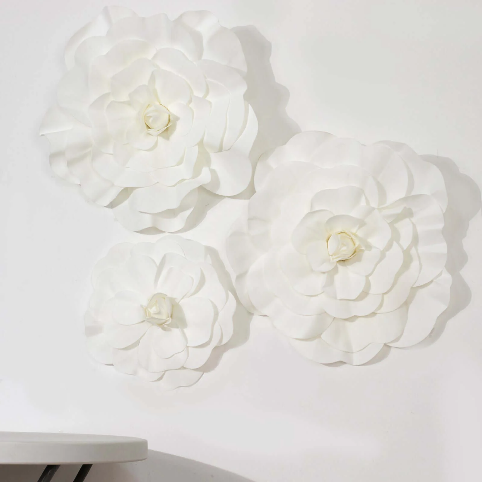 2 Pack Large White Real Touch Artificial Foam DIY Craft Roses 24" - Image 7