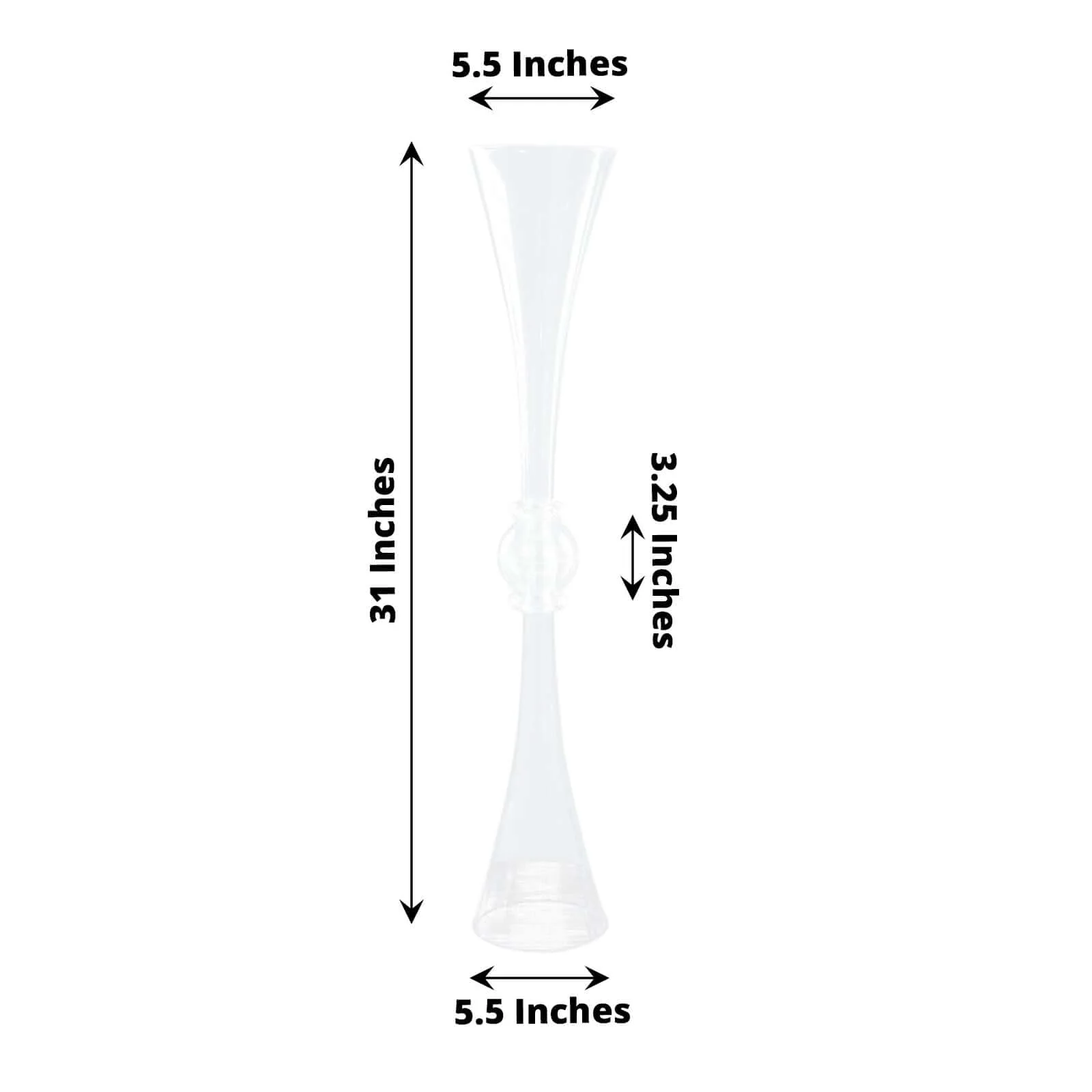 2 Pack Clear Crystal Embellishment Trumpet Table Centerpiece, Reversible Plastic Flower Vase 31" - Image 3