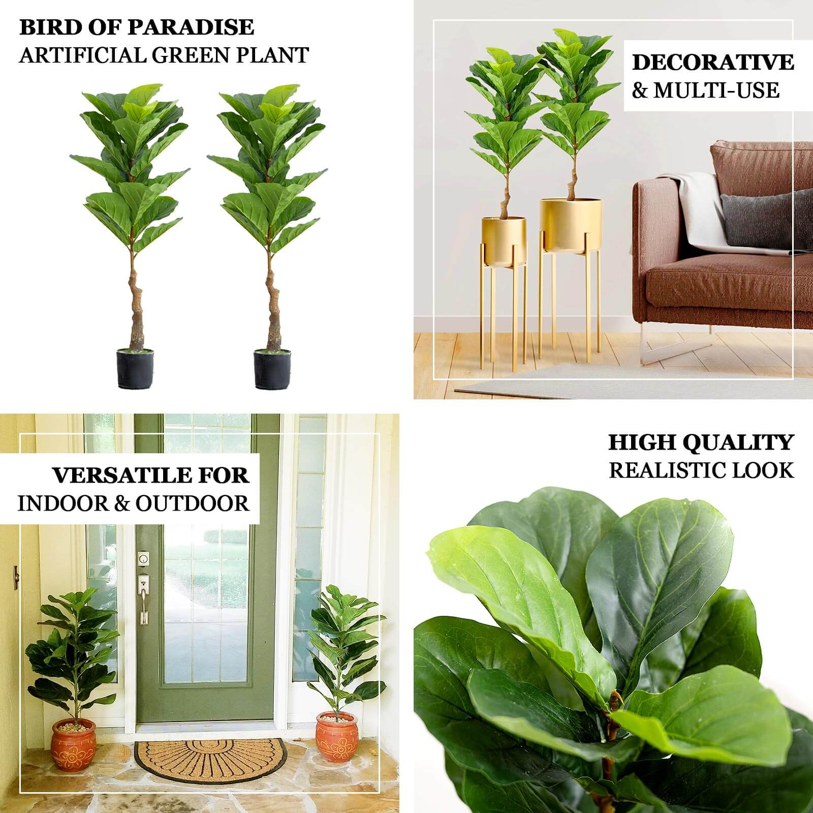 2 Pack Artificial Fiddle Leaf Fig Tree Potted Indoor Planter 3ft - Image 4