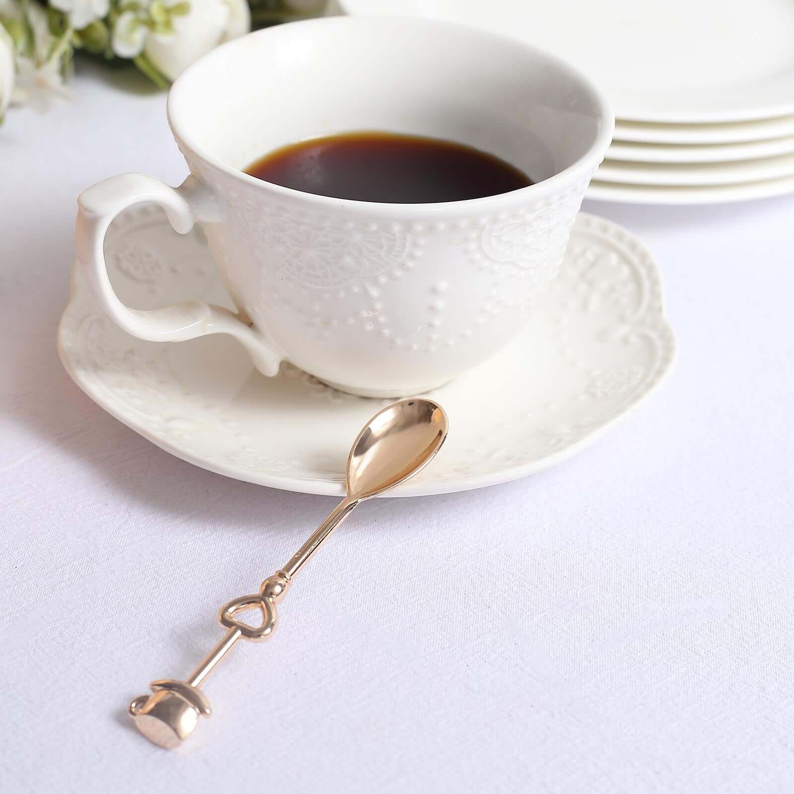 2 Pack Gold Metal Couple Coffee Spoon Set Party Favors, Pre-Packed Wedding Souvenir Gift 4" - Image 2