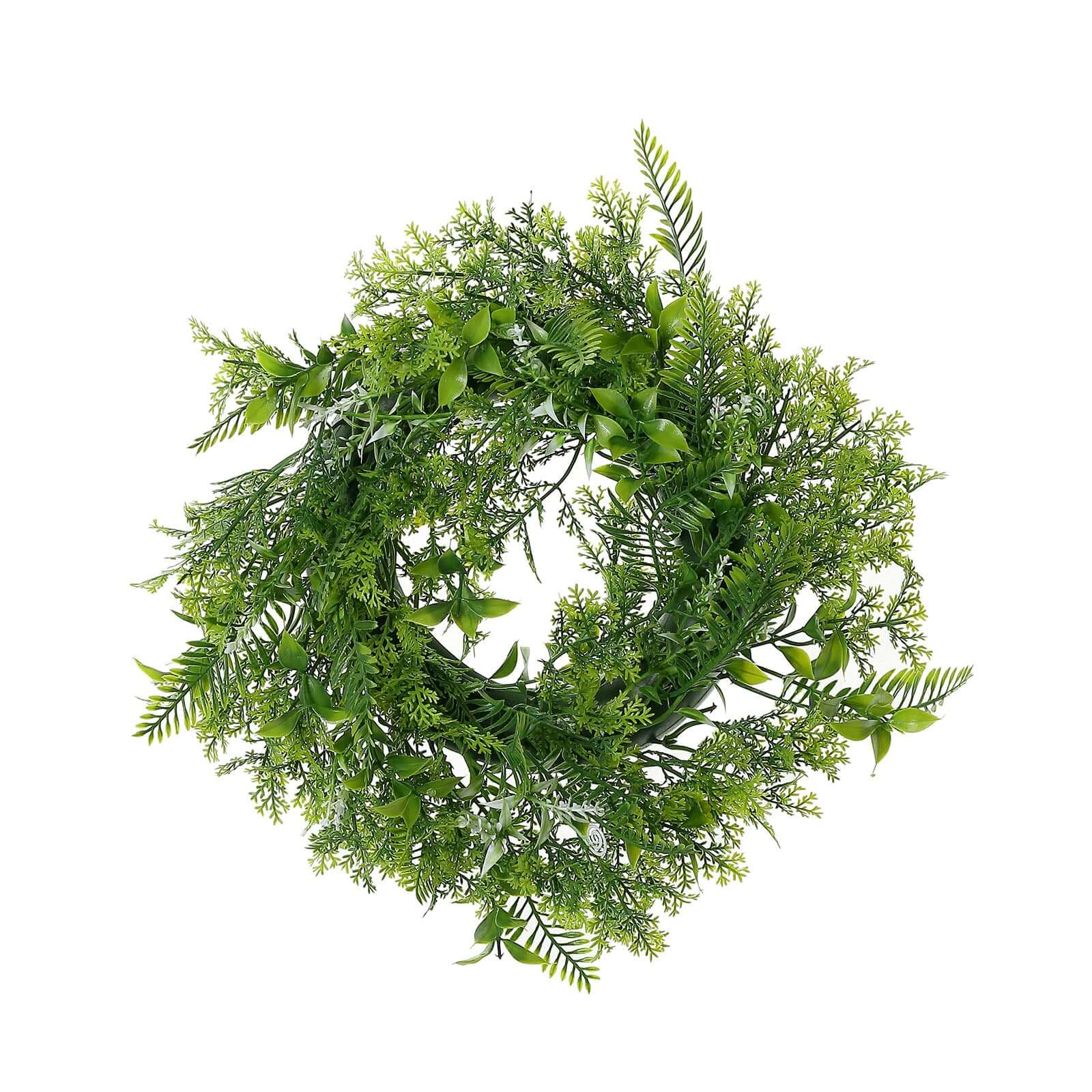 2 Pack Green Artificial Fern Leaf Mix Pillar Candle Ring Wreaths 4" - Image 7