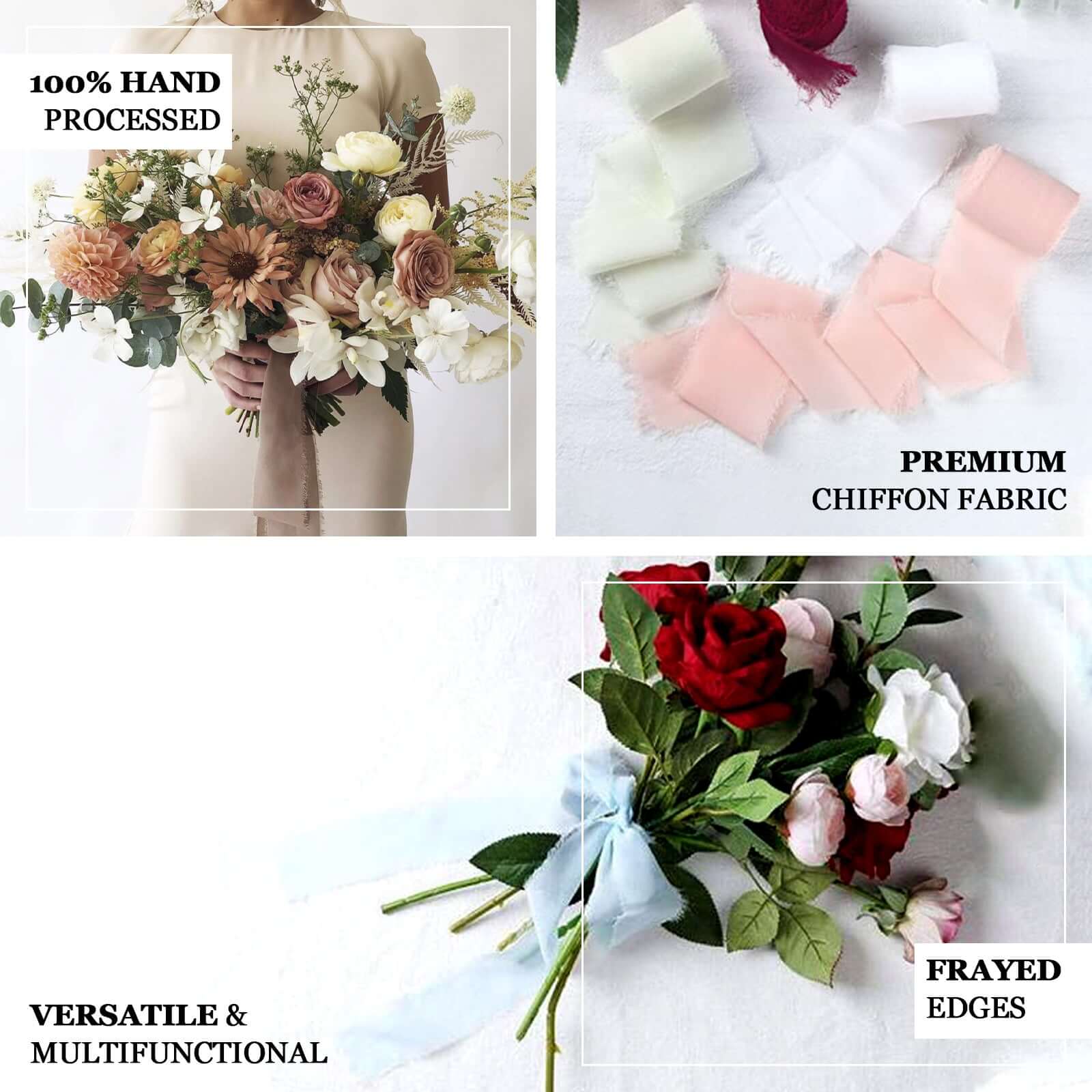 2 Pack White Silk-Like Chiffon Linen Ribbon Roll For Bouquets, Wedding Invitations Gift Wrapping 6yd - Image 4