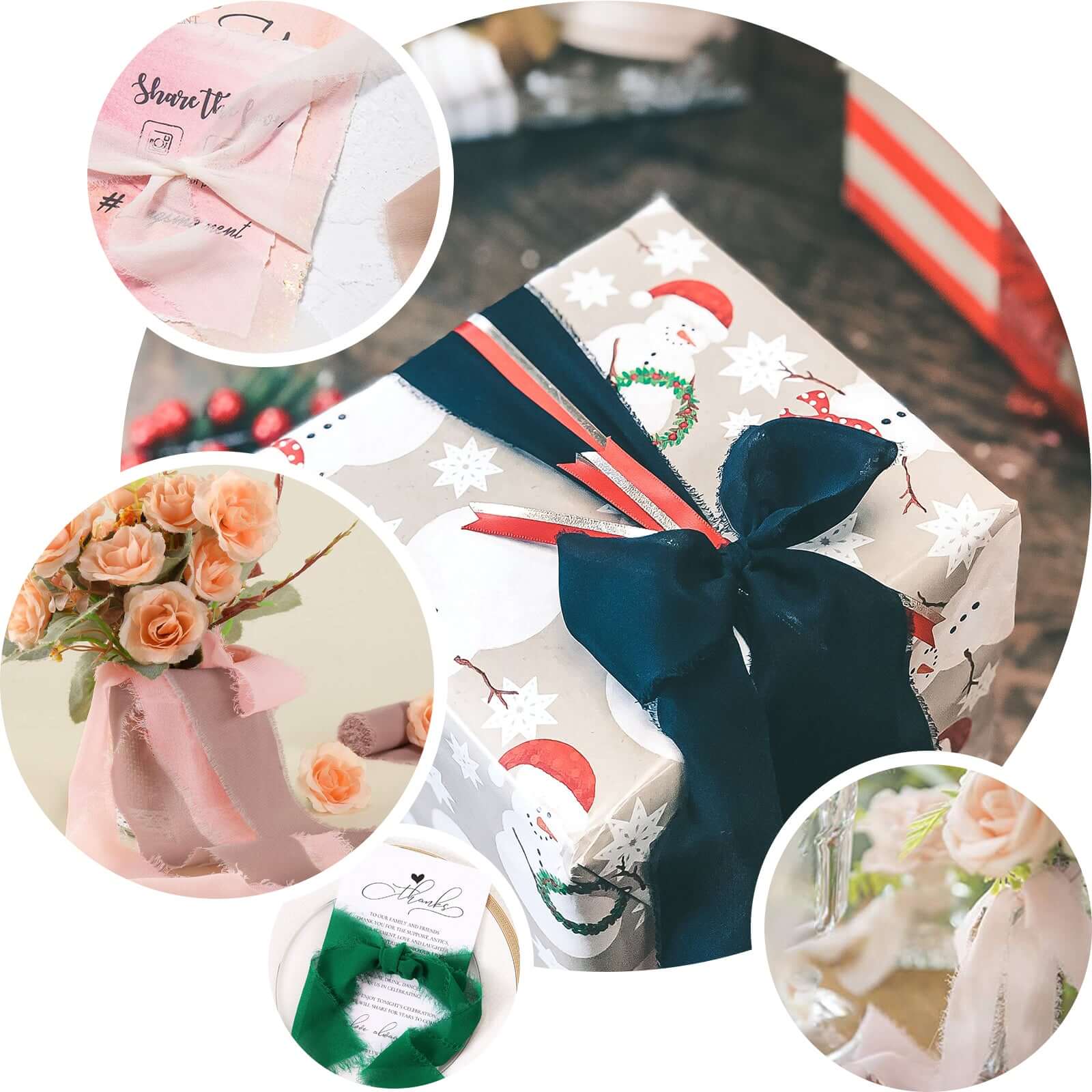 2 Pack White Silk-Like Chiffon Linen Ribbon Roll For Bouquets, Wedding Invitations Gift Wrapping 6yd - Image 5