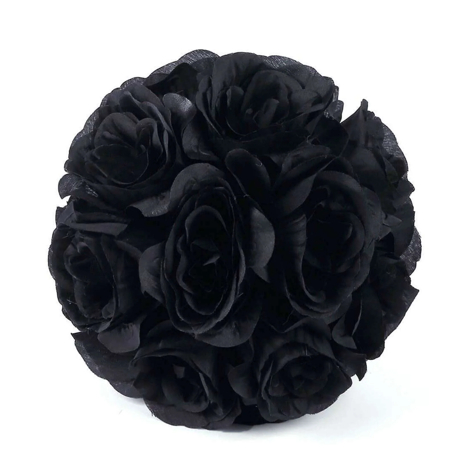 2 Pack Black Artificial Silk Rose Kissing Ball, Faux Flower Ball 7" - Image 8