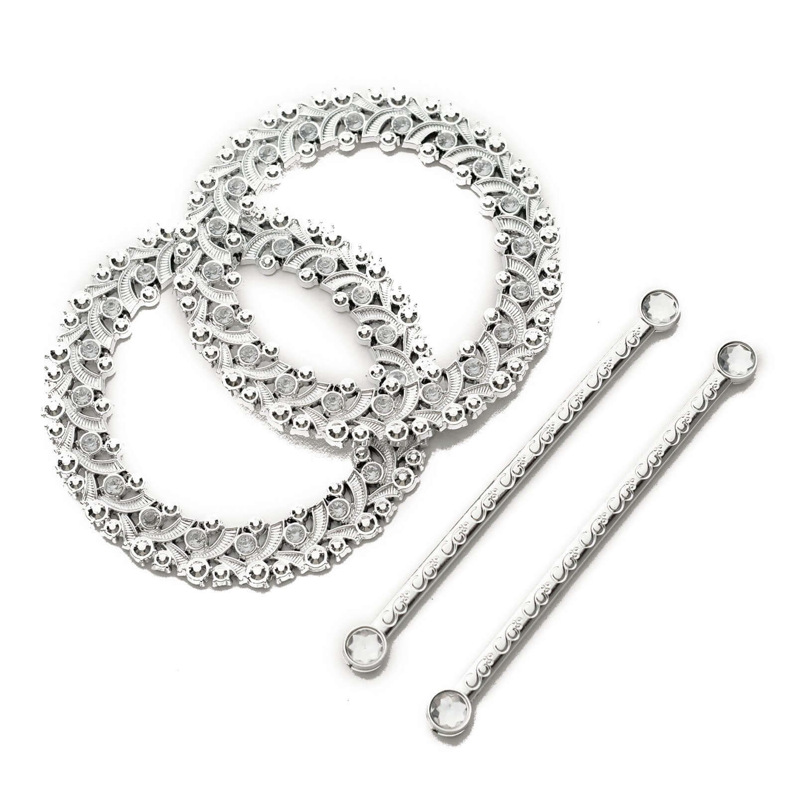 2 Pack Silver Barrette Style Acrylic Crystal Curtain Tie Backs, Round Backdrop Drapery Brooch Holdbacks 7" - Image 2
