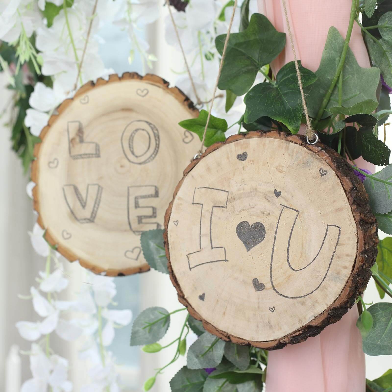 2 Pack Natural Blank Hanging DIY Wood Sign, Round Wood Plaques 8" Dia - Image 12