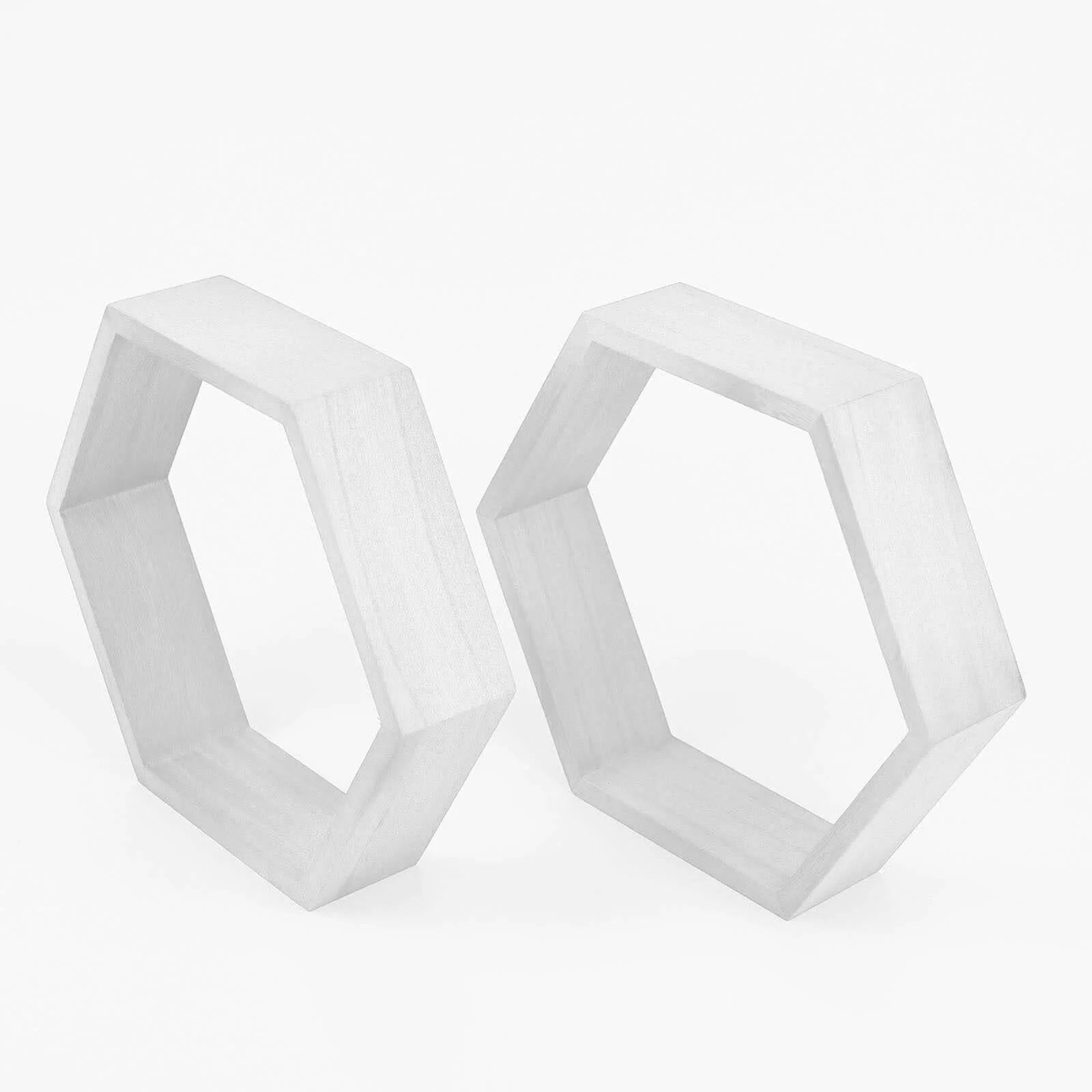2 Pack Whitewashed Wood Centerpiece, Geometric Terrarium, Honeycomb Storage Shelf 9" Hexagon - Image 16
