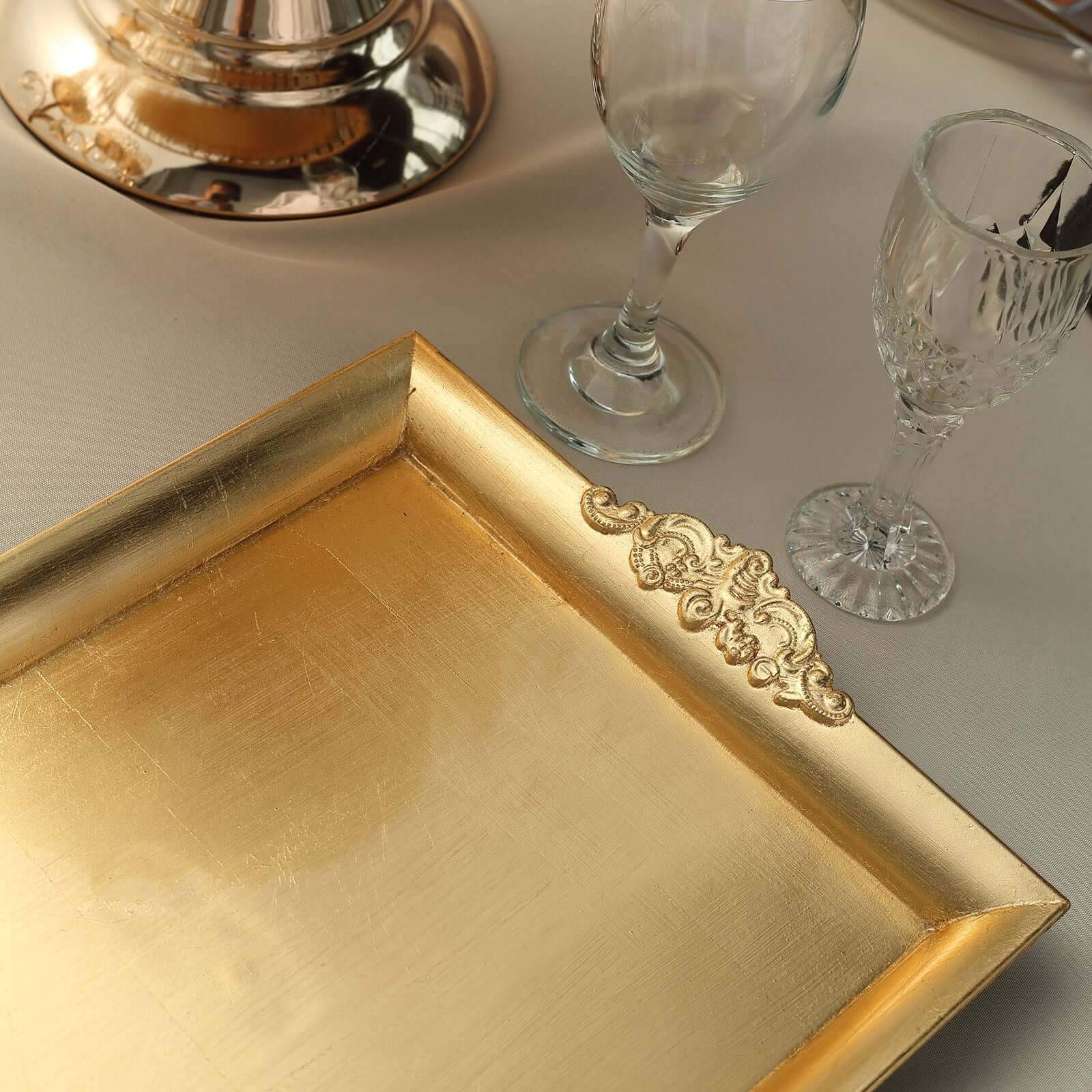 2-Pack Acrylic Serving Trays 14"x10" Rectangle Gold with Embossed Handles - Sleek Decorative Dinner Party Food Platters - Image 6