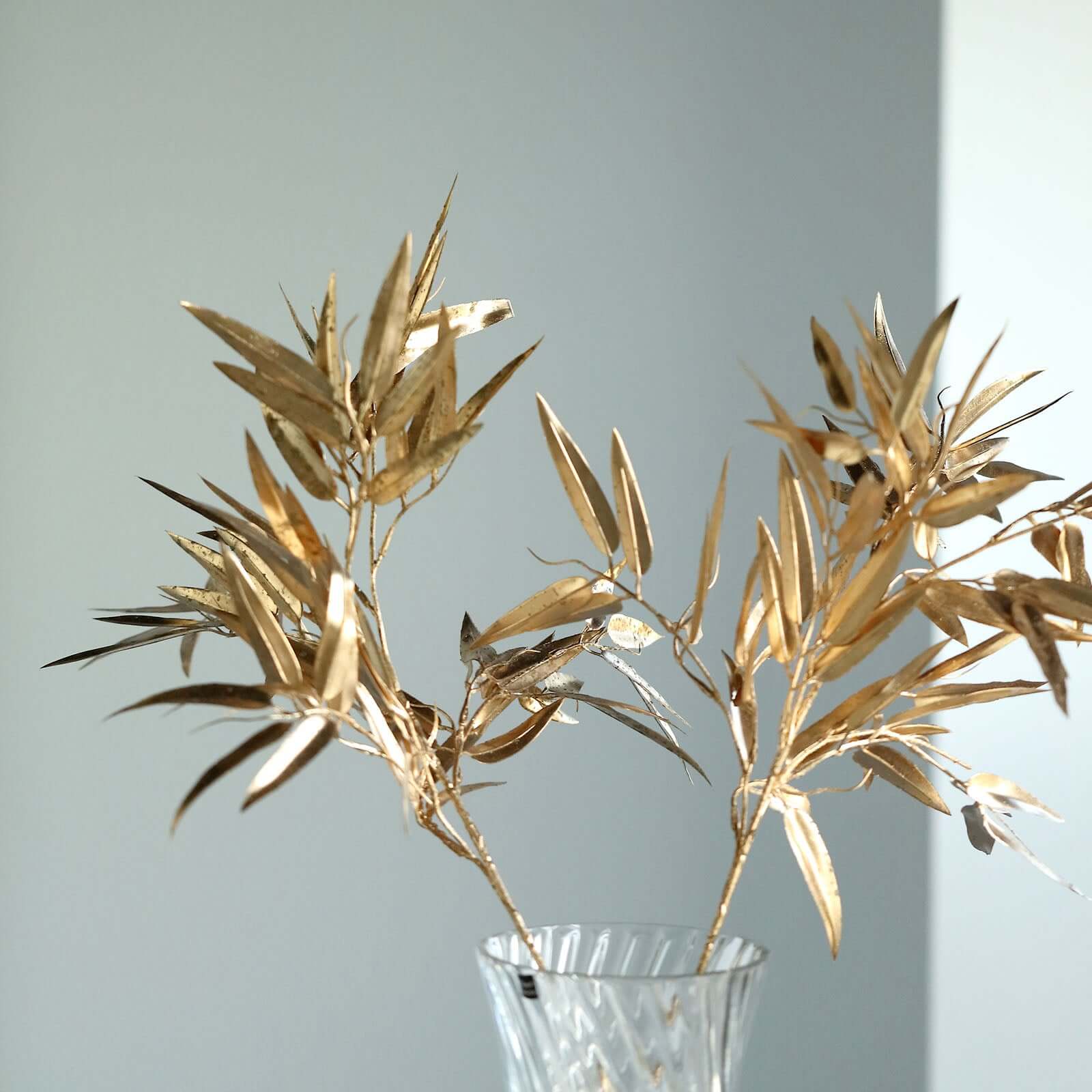 2-Pack Artificial Bamboo Leaf Branches 33" in Metallic Gold - Image 5