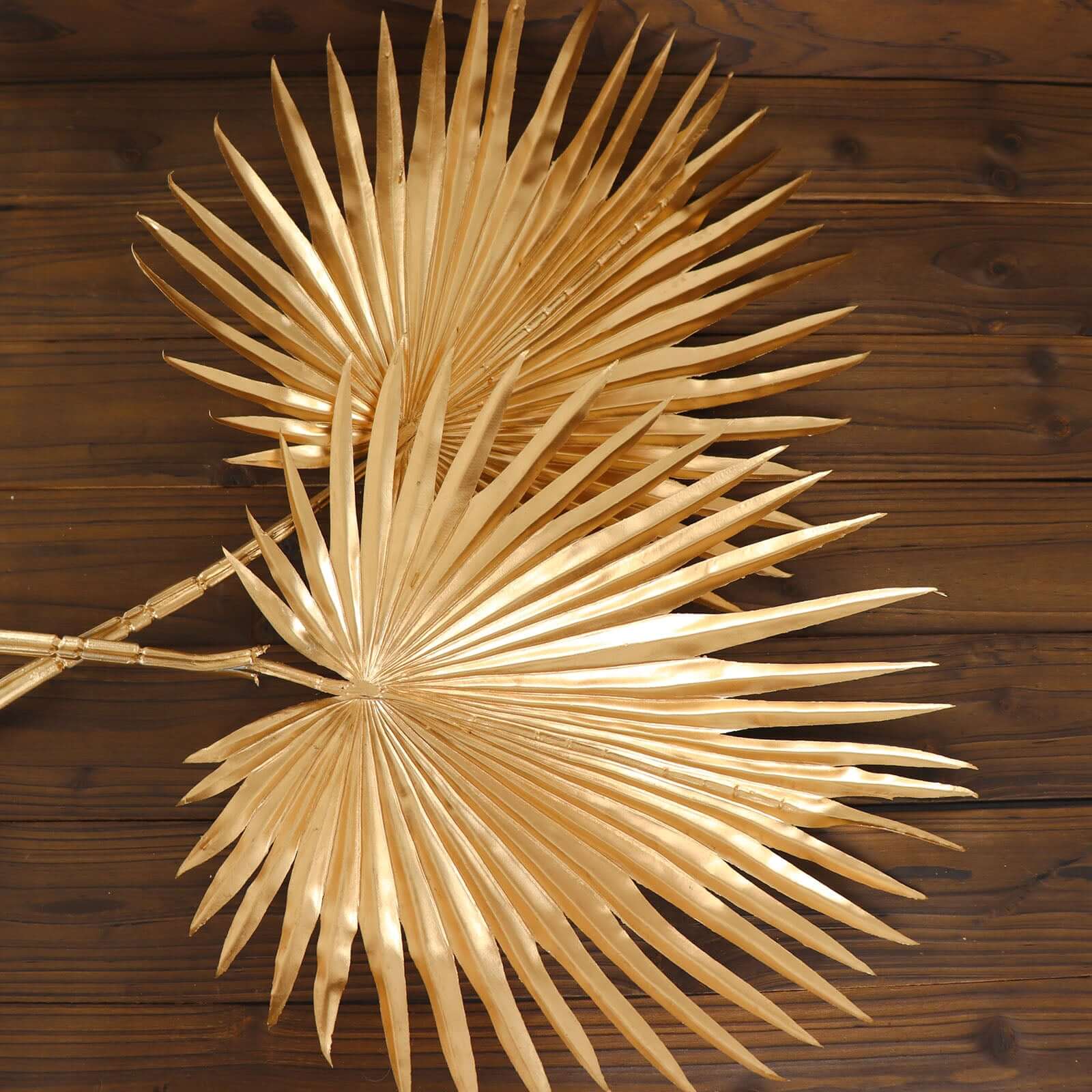 2-Pack Artificial Fan Palm Leaf Stems 34" Metallic Gold - Tropical & Stylish Faux Plant Floral Arrangement Table Centerpiece Decor - Image 6