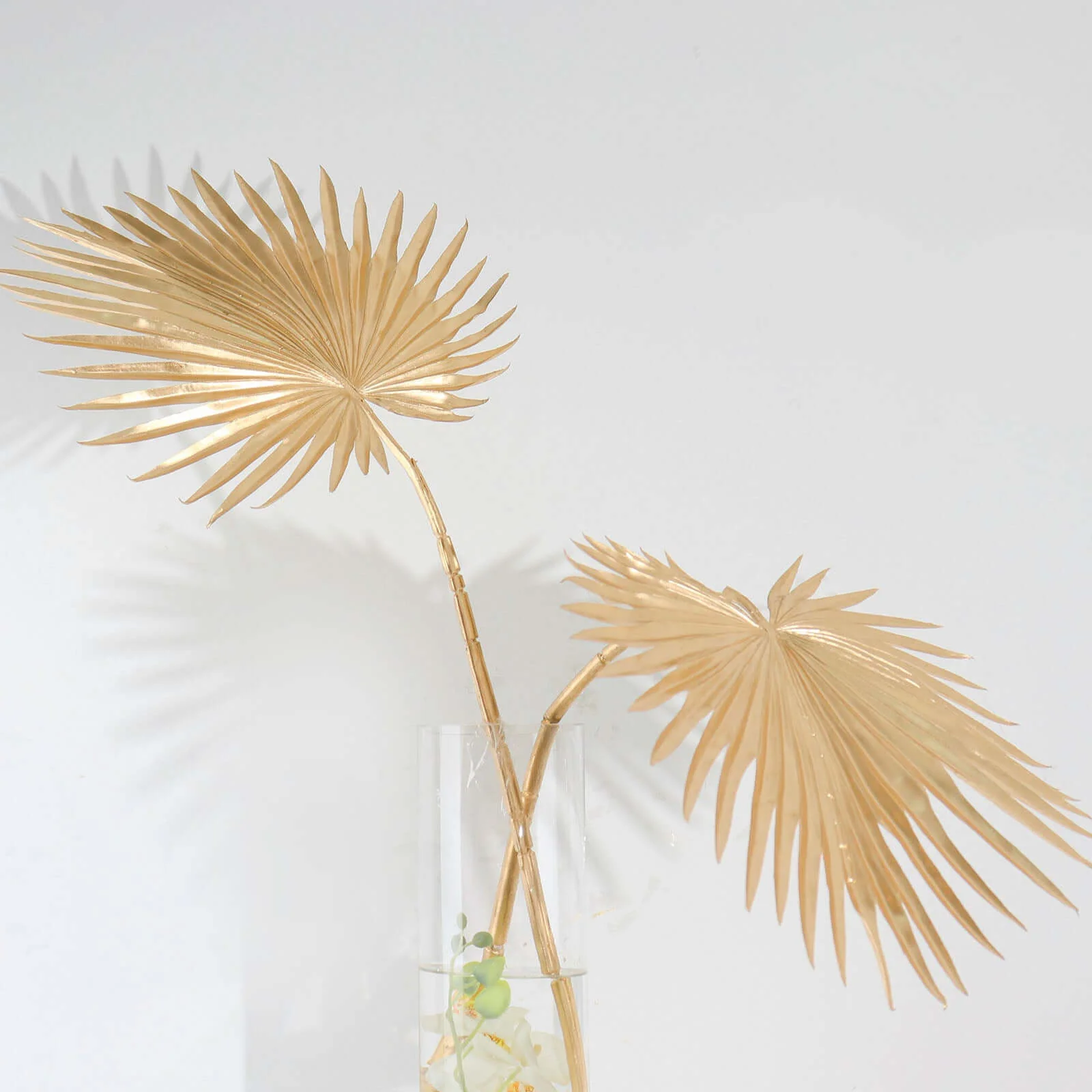 2-Pack Artificial Fan Palm Leaf Stems 34" Metallic Gold - Tropical & Stylish Faux Plant Floral Arrangement Table Centerpiece Decor - Image 8