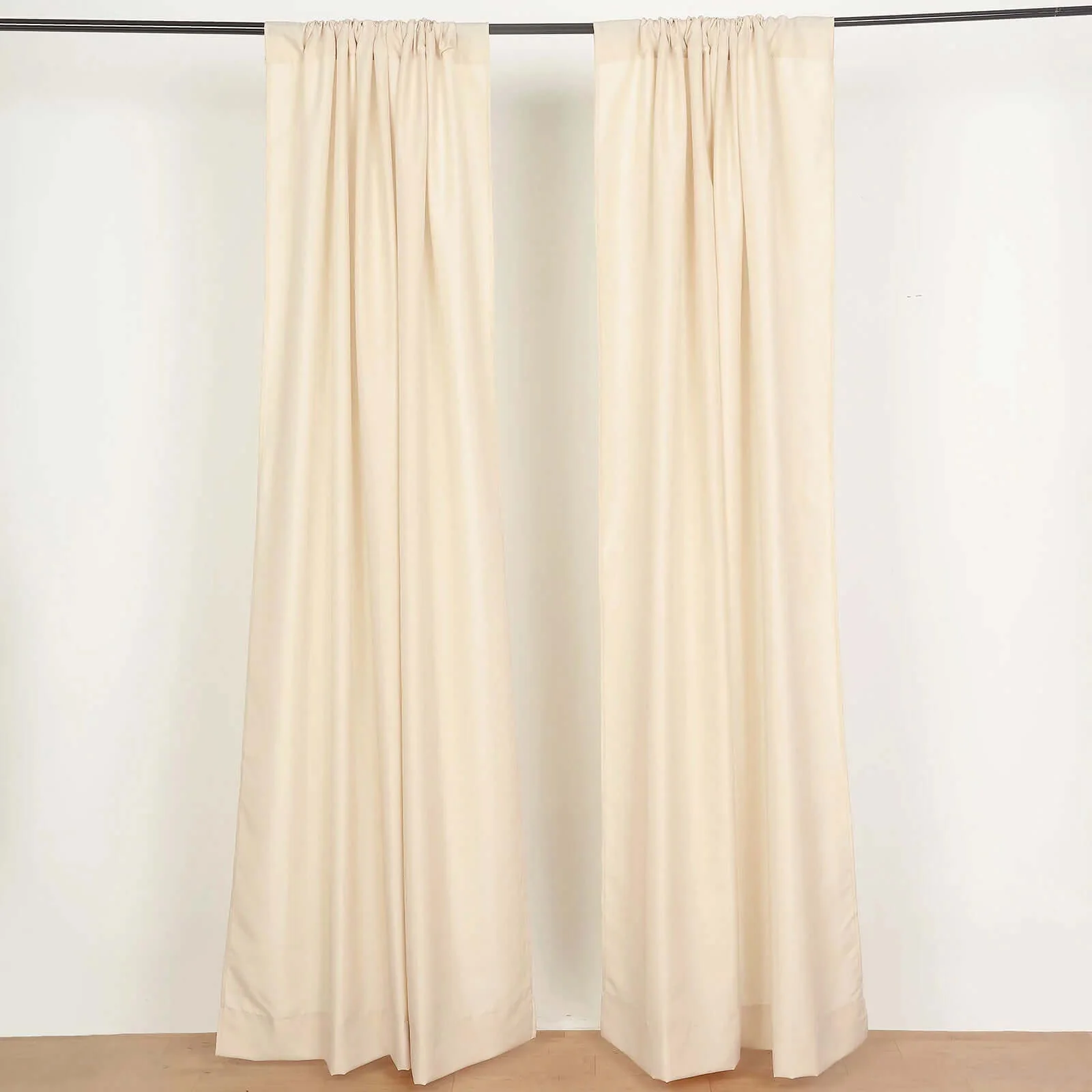 2 Pack 5ftx8ft Beige Polyester Backdrop Drape Curtains With Rod Pockets, Event Divider Panels 130GSM - Image 7