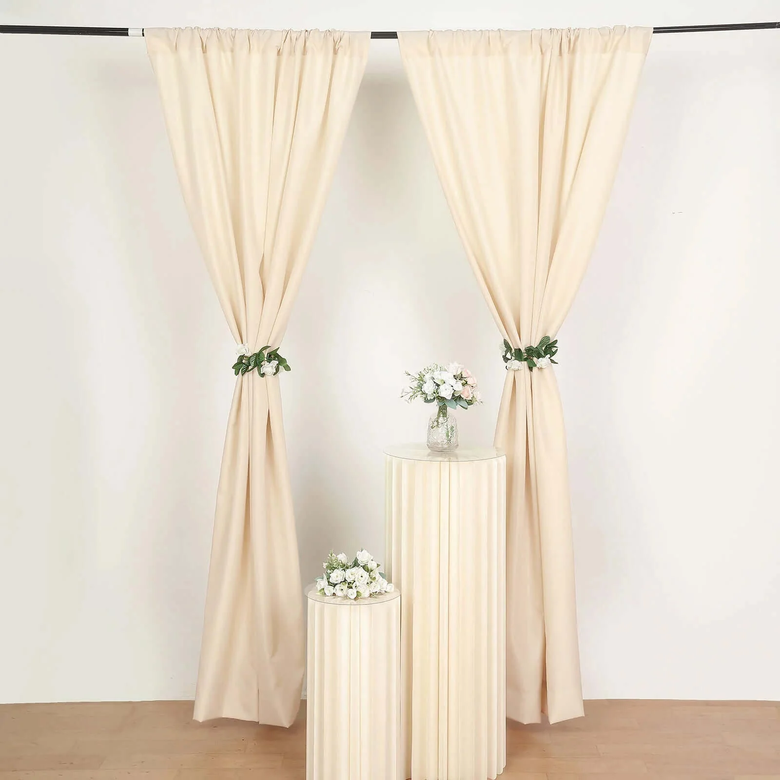 2 Pack 5ftx8ft Beige Polyester Backdrop Drape Curtains With Rod Pockets, Event Divider Panels 130GSM - Image 8