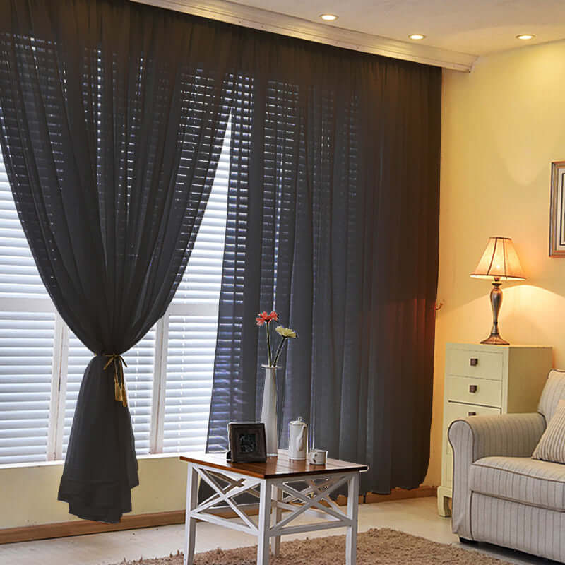 2 Pack 5ftx10ft Black Chiffon Backdrop Drape Curtains, Durable Flame Resistant Sheer Organza Event Divider Panels With Rod Pockets - Image 2