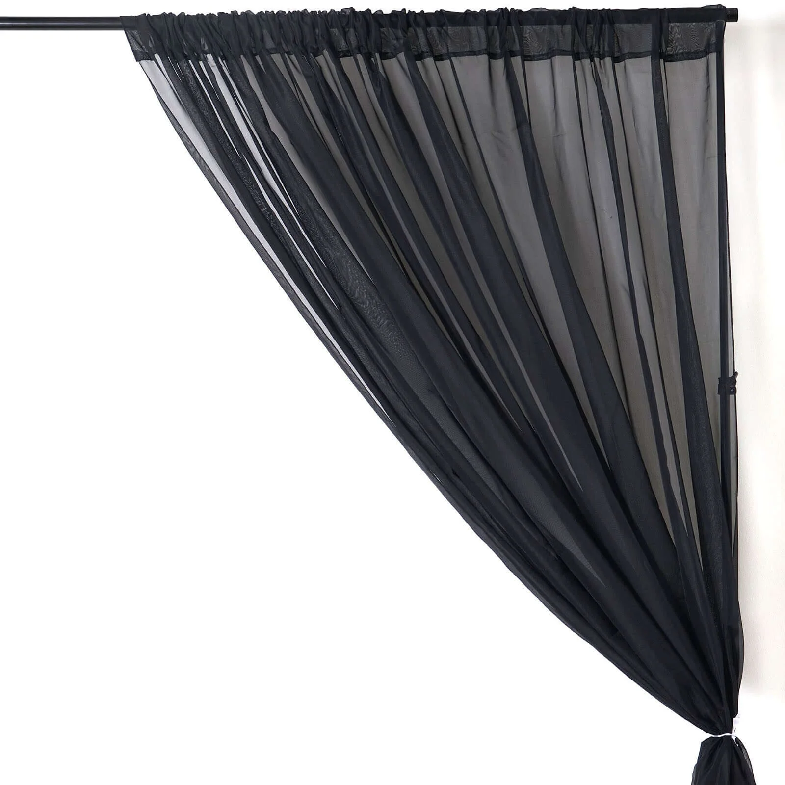 2 Pack 5ftx10ft Black Chiffon Backdrop Drape Curtains, Durable Flame Resistant Sheer Organza Event Divider Panels With Rod Pockets - Image 7
