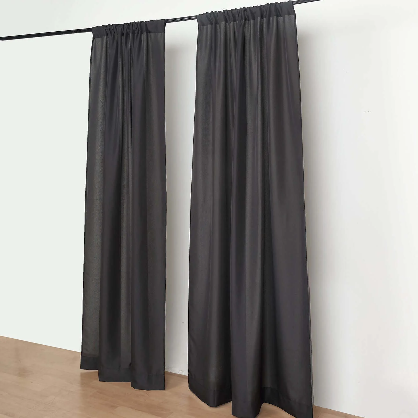 2 Pack 5ftx8ft Black Polyester Backdrop Drape Curtains With Rod Pockets, Event Divider Panels 130GSM - Image 2
