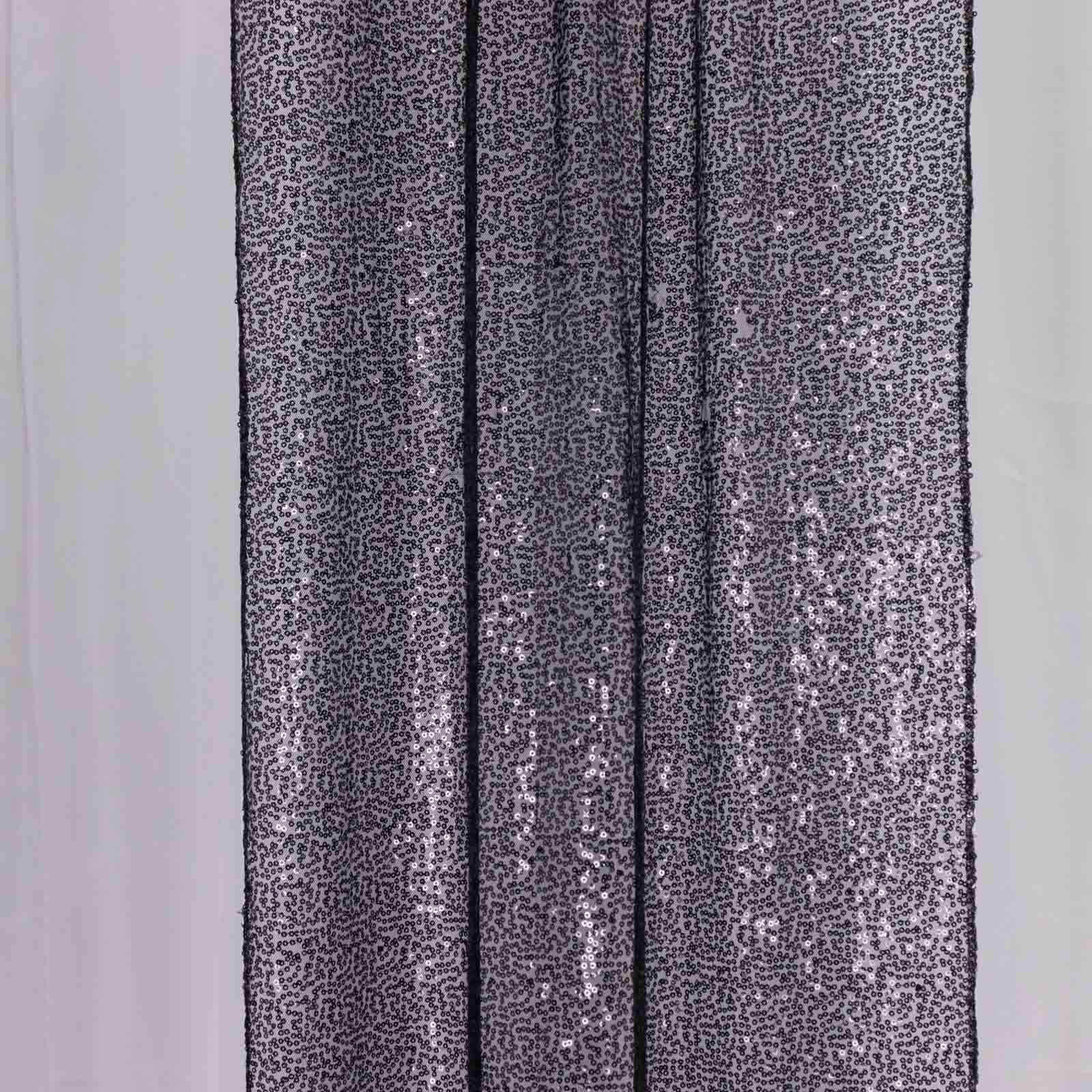 2 Pack Black Sequin Backdrop Drape Curtains with Rod Pockets, Seamless Glitter Mesh Photo Booth Event Divider Panels - 8ftx2ft - Image 3