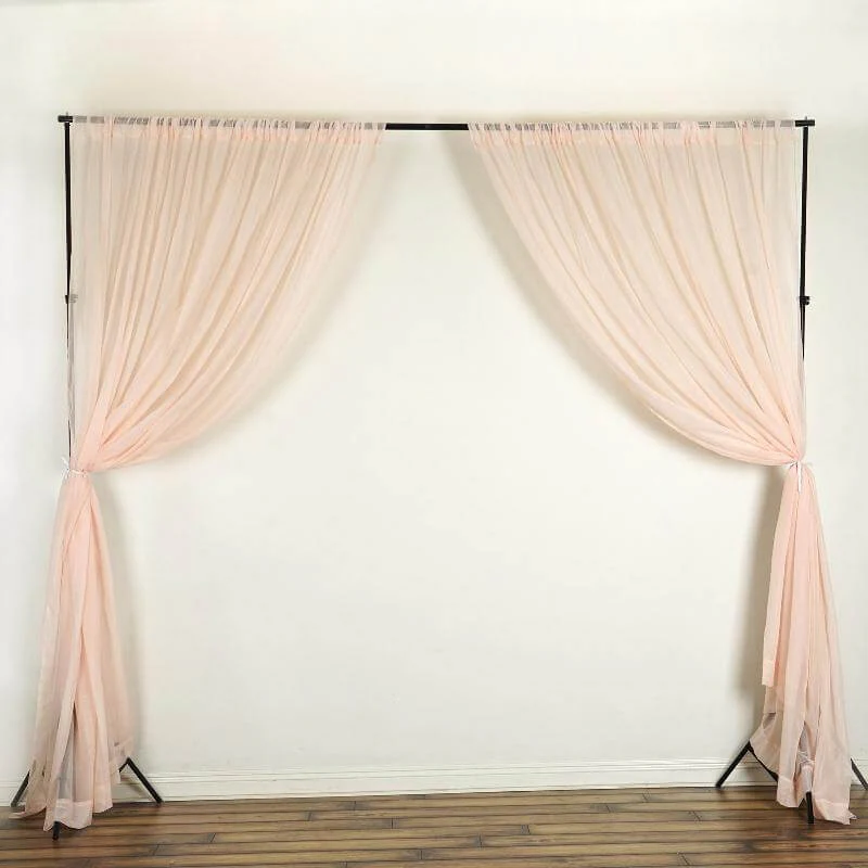 2 Pack 5ftx10ft Blush Chiffon Backdrop Drape Curtains, Durable Flame Resistant Sheer Organza Event Divider Panels With Rod Pockets - Image 7