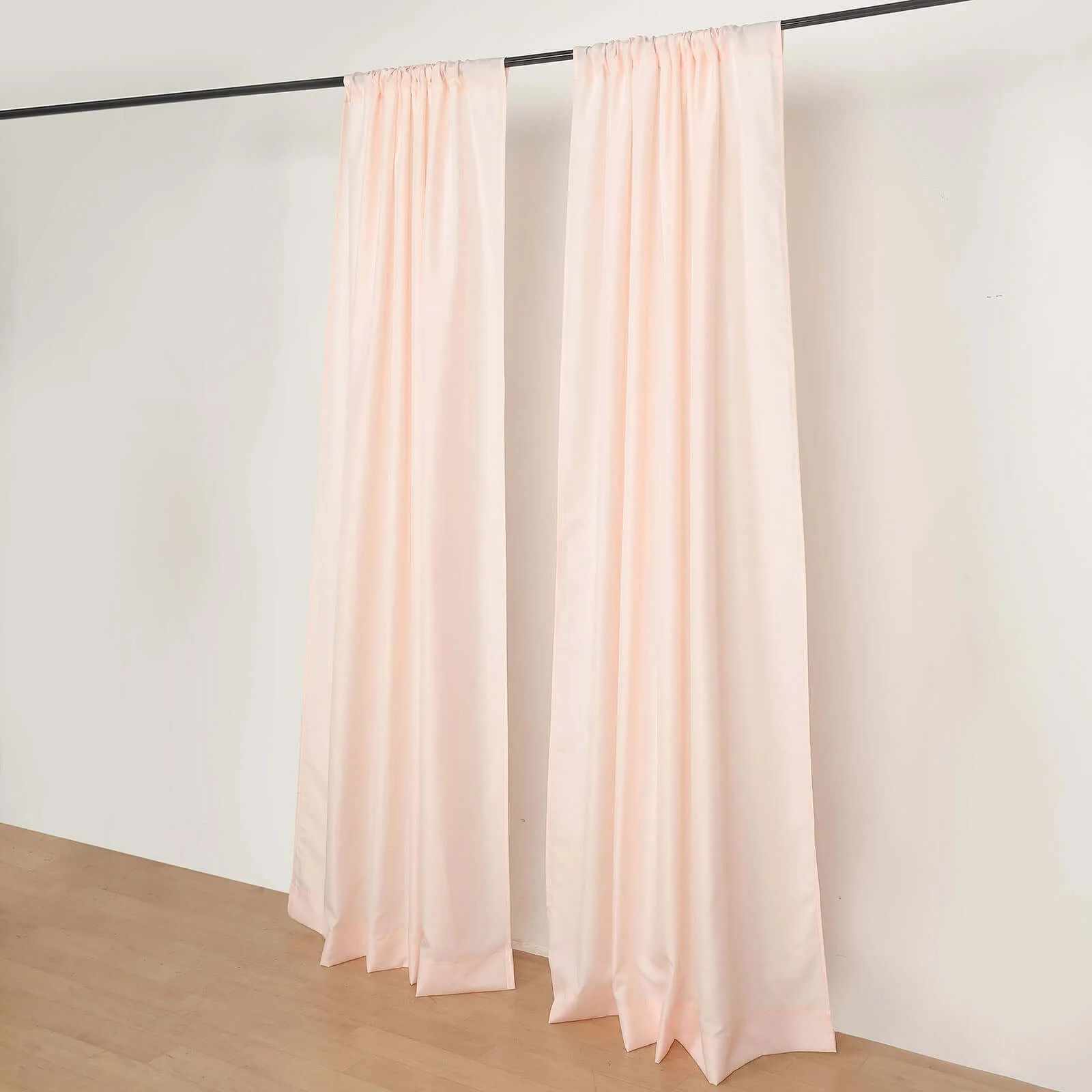 2 Pack 5ftx8ft Blush Polyester Backdrop Drape Curtains With Rod Pockets, Event Divider Panels 130GSM - Image 2