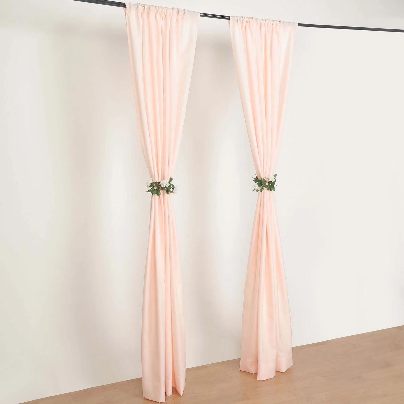 2 Pack 5ftx8ft Blush Polyester Backdrop Drape Curtains With Rod Pockets, Event Divider Panels 130GSM - Image 3