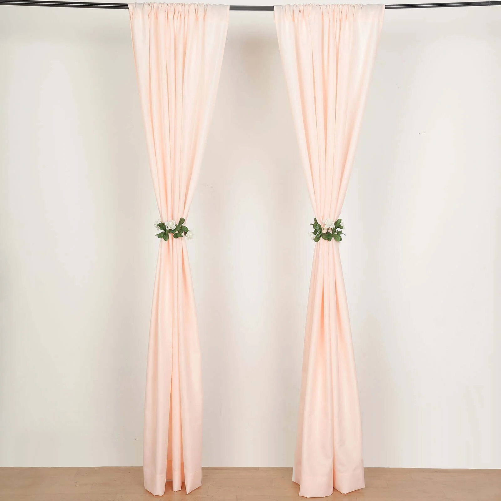 2 Pack 5ftx8ft Blush Polyester Backdrop Drape Curtains With Rod Pockets, Event Divider Panels 130GSM - Image 7