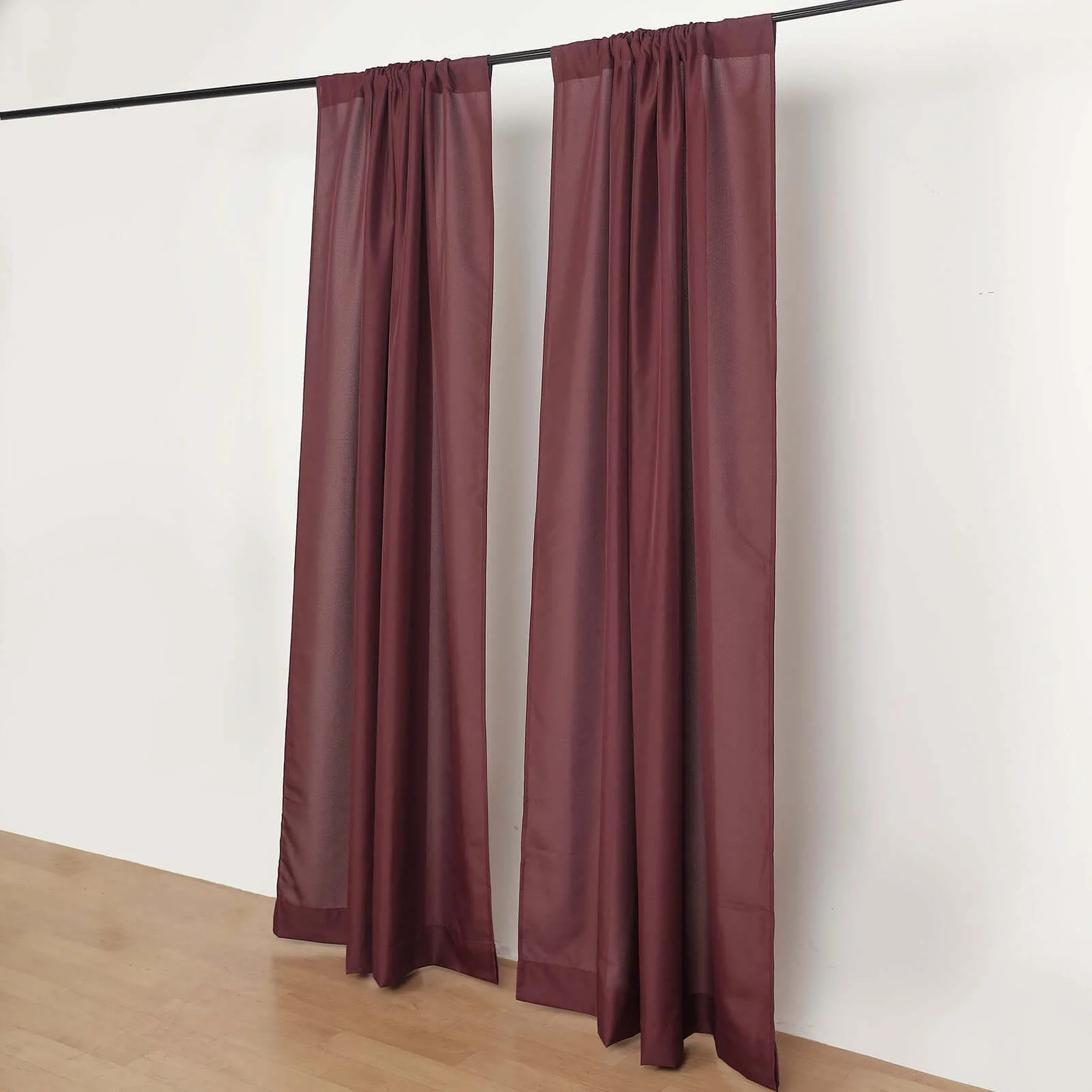 2 Pack 5ftx8ft Burgundy Polyester Backdrop Drape Curtains With Rod Pockets, Event Divider Panels 130GSM - Image 5