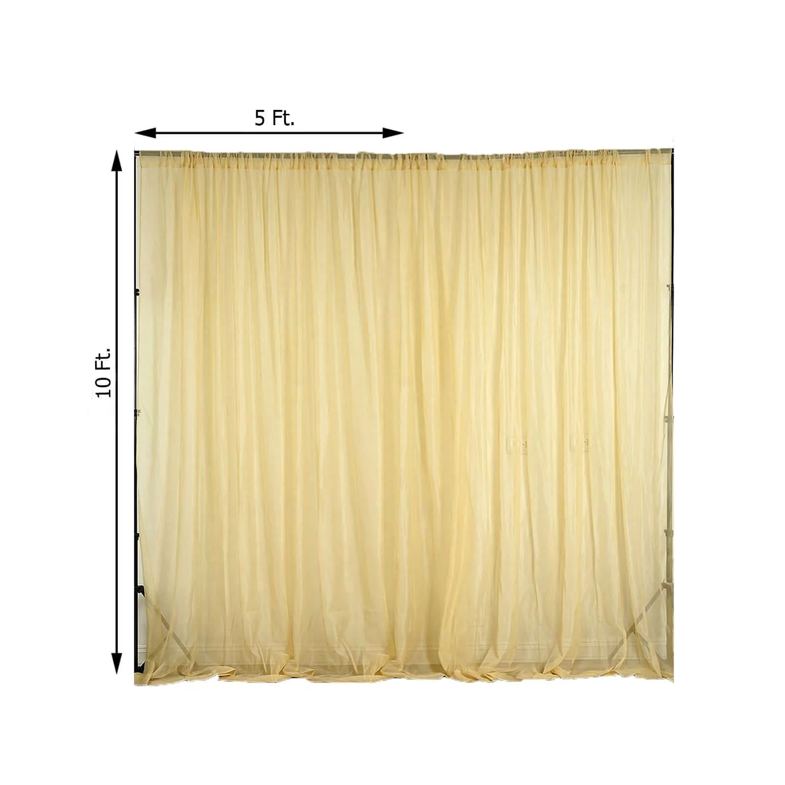 2 Pack 5ftx10ft Champagne Chiffon Backdrop Drape Curtains, Durable Flame Resistant Sheer Organza Event Divider Panels With Rod Pockets - Image 3