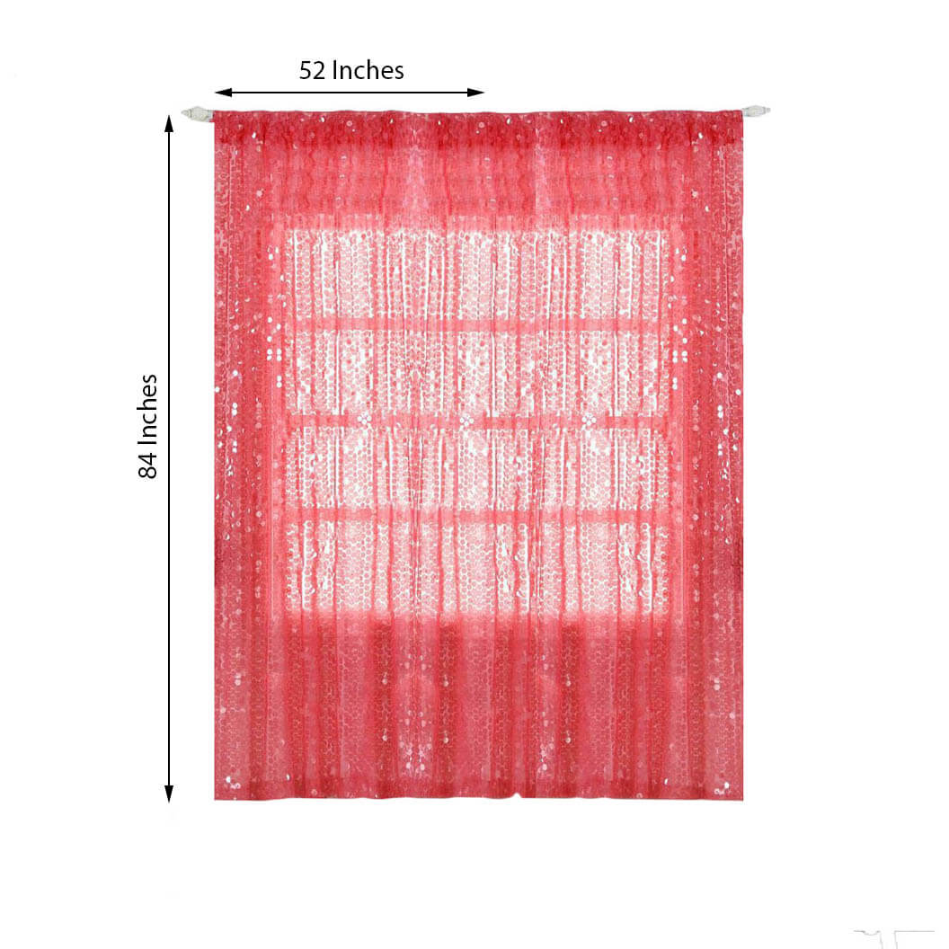 2 Pack Coral Big Payette Sequin Curtains With Rod Pocket Window Treatment Panels 52"x84" - Image 3