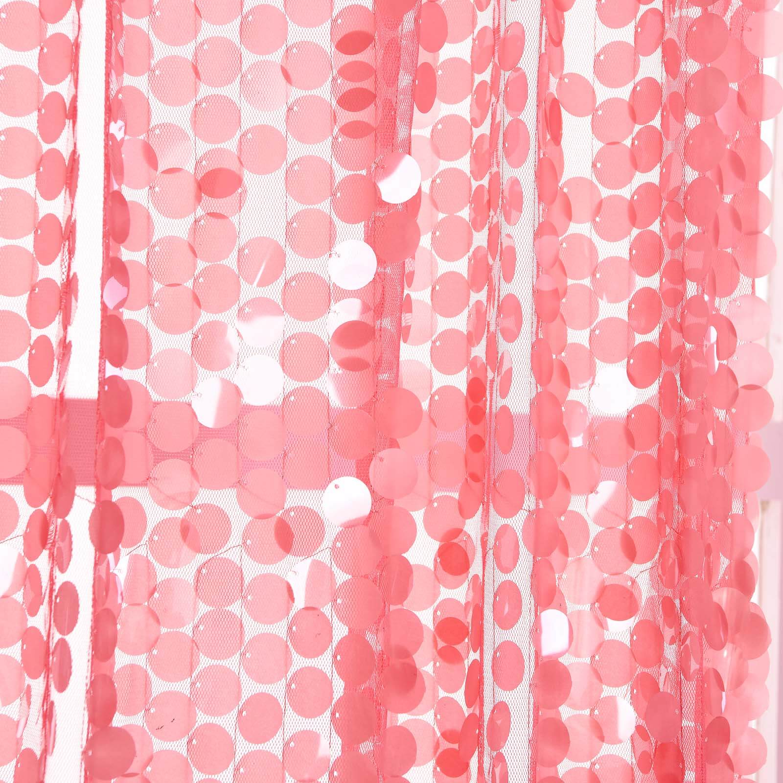 2 Pack Coral Big Payette Sequin Curtains With Rod Pocket Window Treatment Panels 52"x84" - Image 5