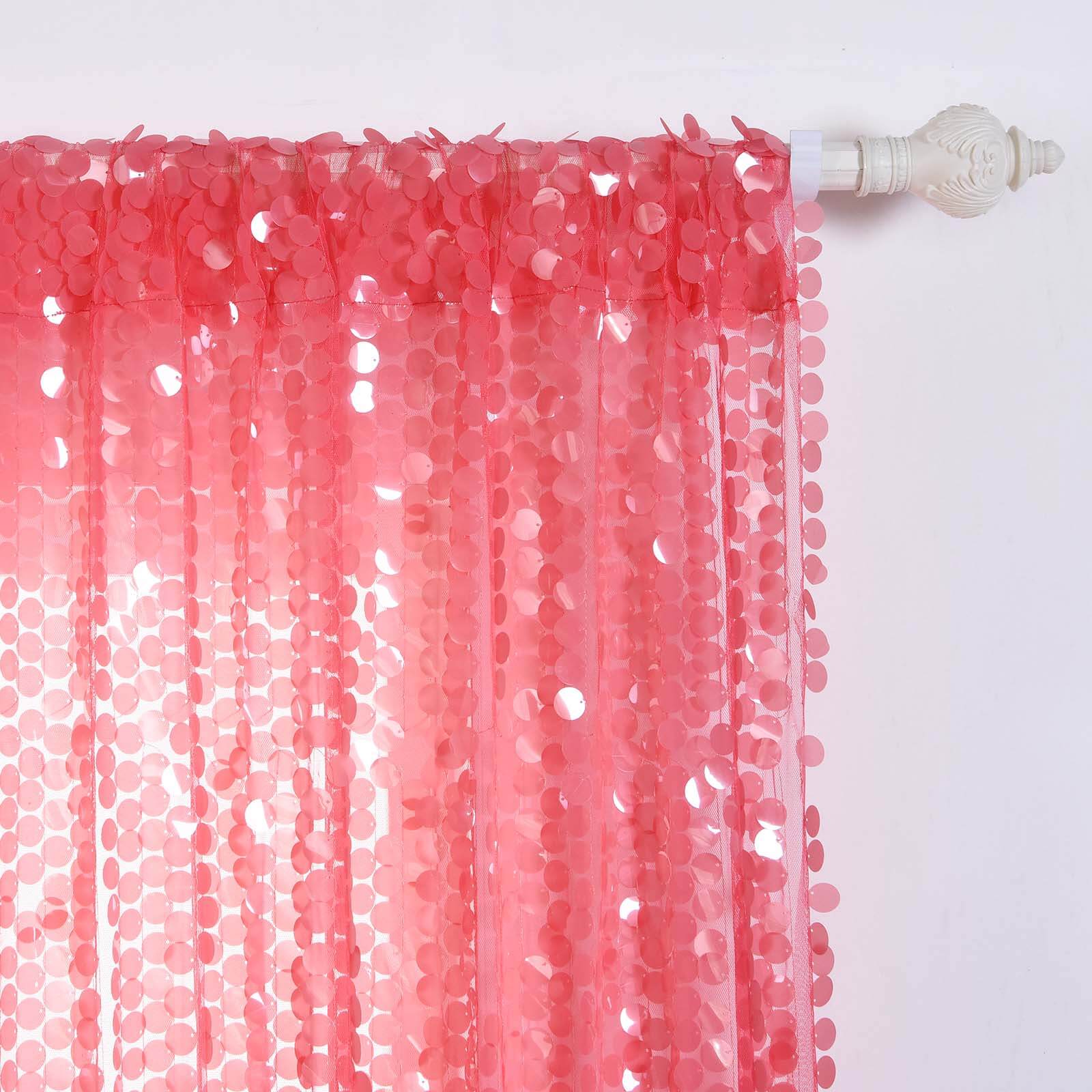 2 Pack Coral Big Payette Sequin Curtains With Rod Pocket Window Treatment Panels 52"x84" - Image 8