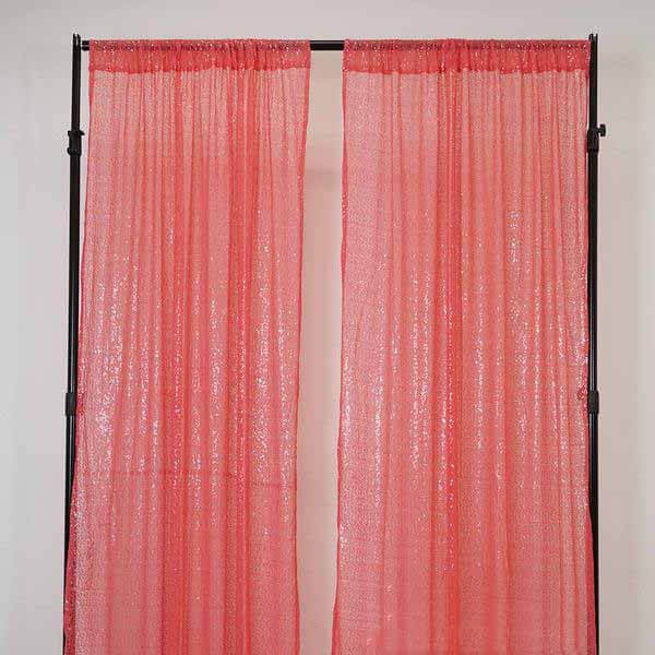 2 Pack Coral Sequin Curtains With Rod Pocket Window Treatment Panels 52"x84" - Image 12