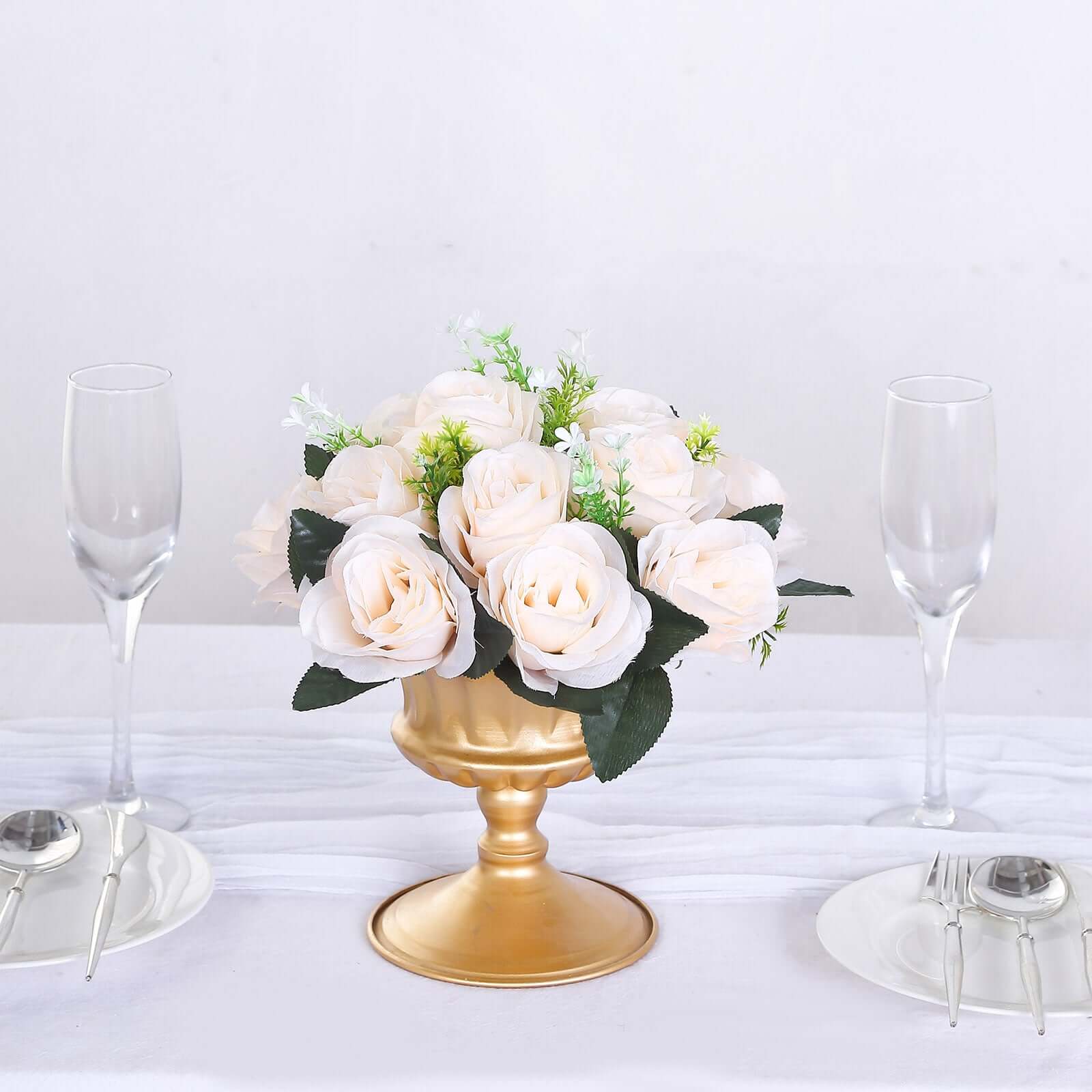 2 Pack Cream Artificial Flower Ball Bouquets For Centerpieces 15-Head Silk Rose Kissing Balls 10" - Image 8