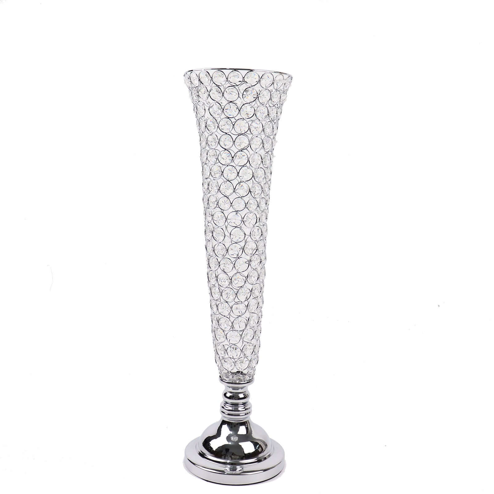 2-Pack Crystal Beaded Trumpet Vase 28" Tall Silver - Decorative Bouquet Vase Table Centerpiece Set for Glamorous Weddings Parties & Home Decor - Image 7