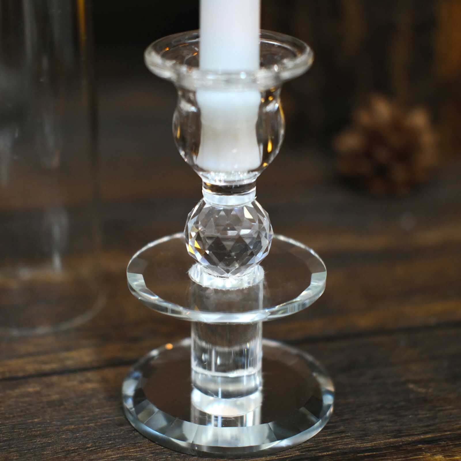 2-Pack Crystal Glass Hurricane Taper Candle Holders 14", Clear Cylinder Chimney Tubes - Tall Decorative Candle Stands - Image 8