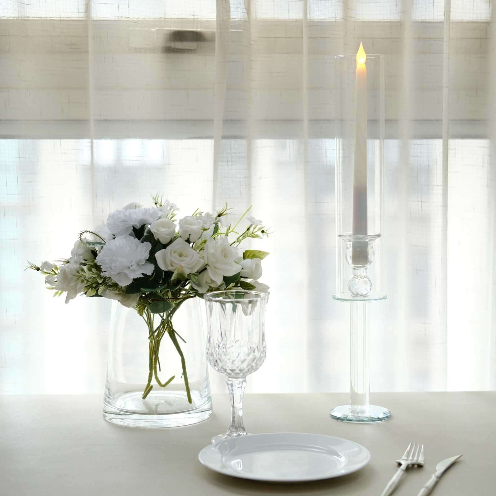 2-Pack Crystal Glass Hurricane Taper Candle Holders 18", Clear Cylinder Chimney Tubes - Tall Decorative Candle Stands - Image 6