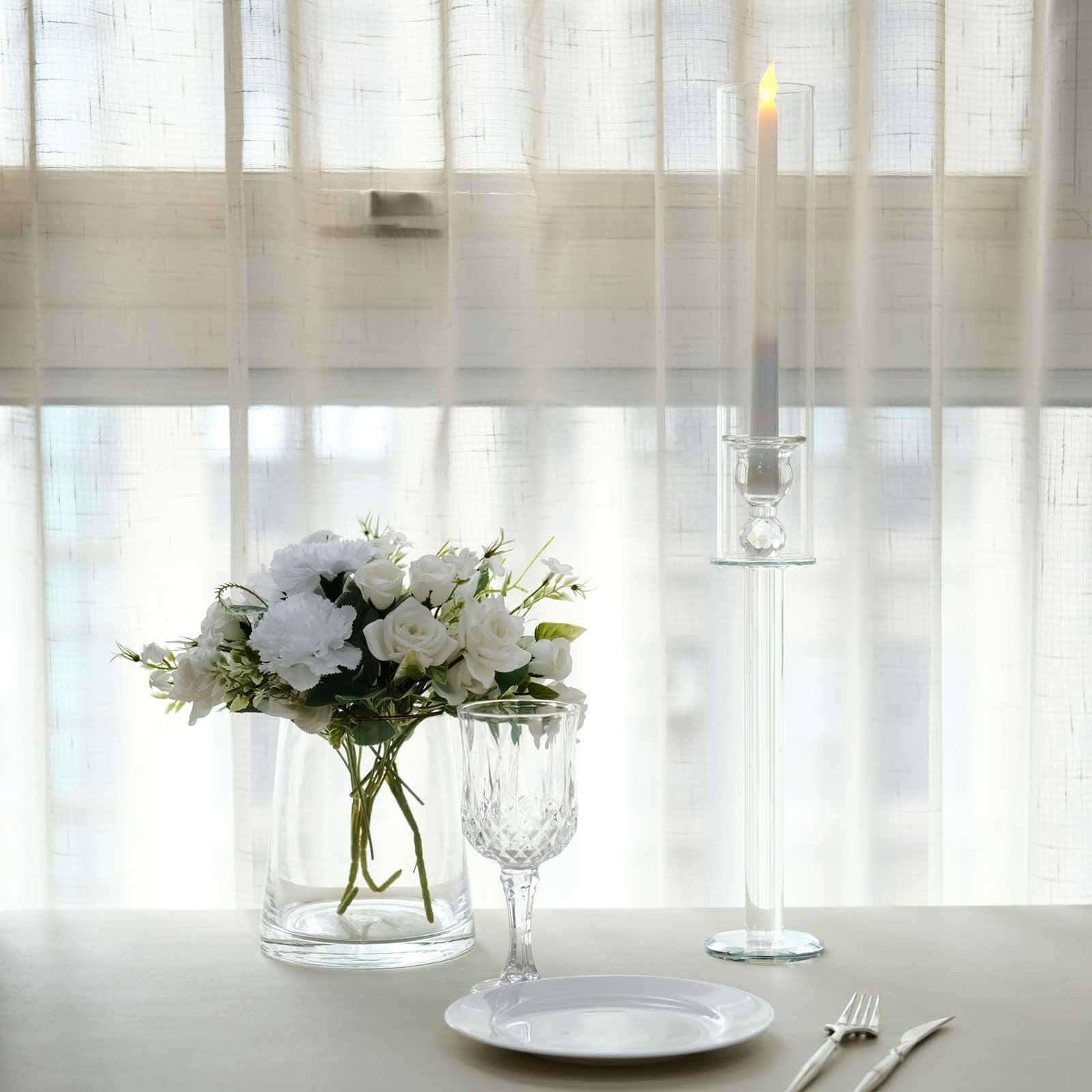 2-Pack Crystal Glass Hurricane Taper Candle Holders 22", Clear Cylinder Chimney Tubes - Tall Decorative Candle Stands - Image 8